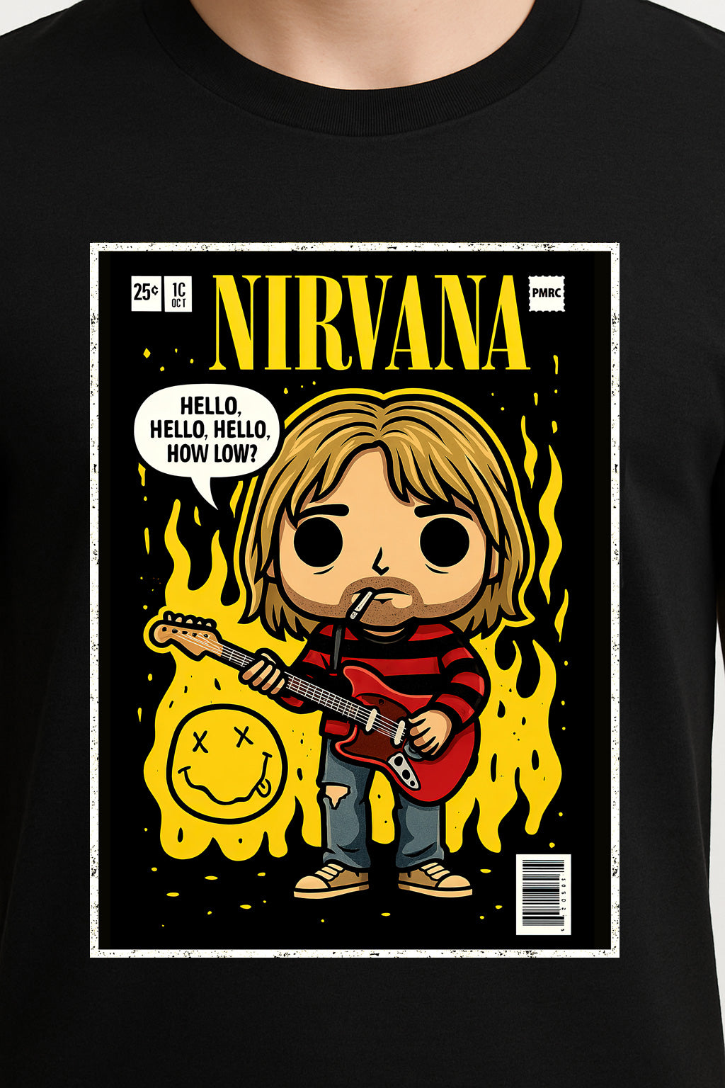 Nirvana Curt Kobain “Hello Hello” Unisex T-Shirt – 90s Grunge Band Comic Edition Graphic Tee