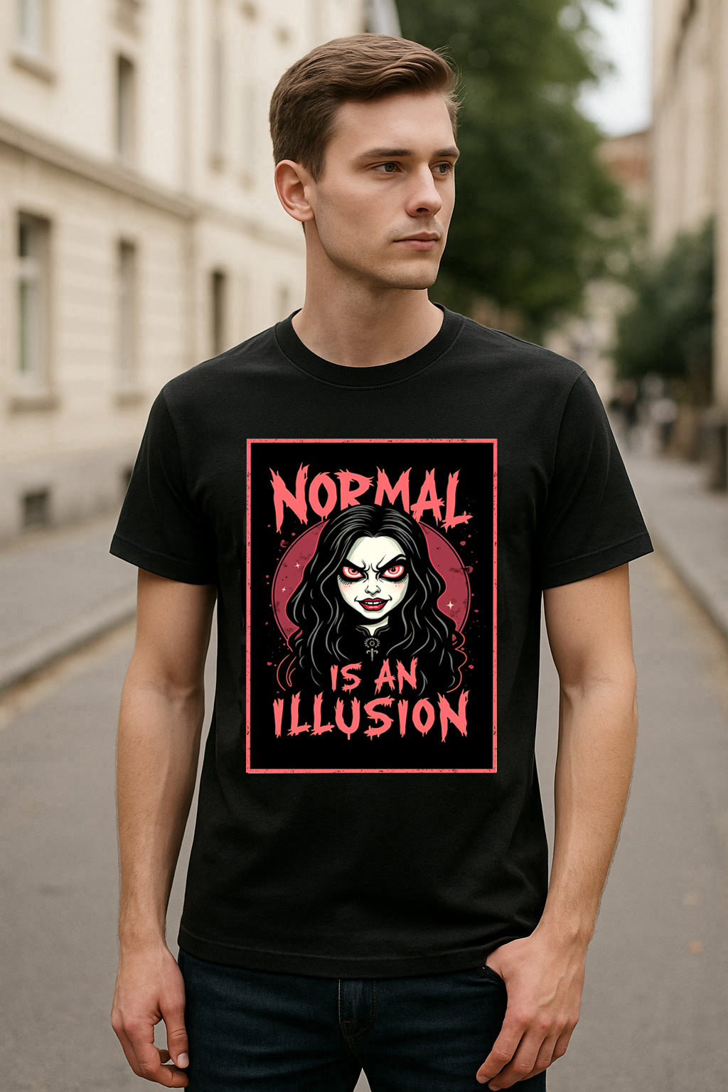 Normal Is an Illusion Unisex T-Shirt – Gothic Horror Dark Aesthetic Alternative Graphic Tee