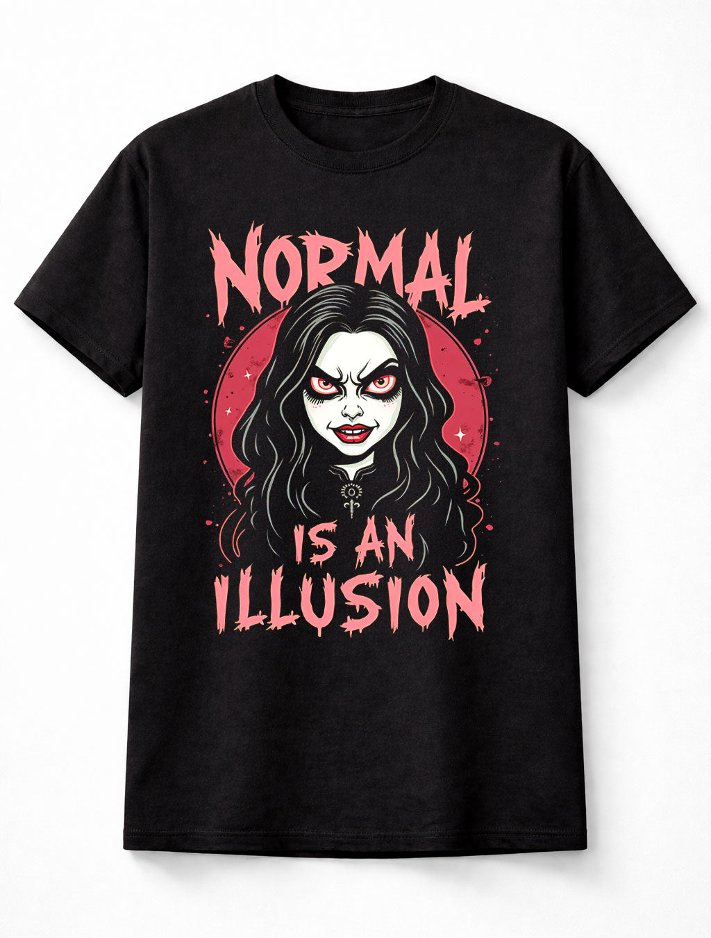 Vampire Horror Doll Normal Is An Illusion Gothic Graphic Unisex T-Shirt