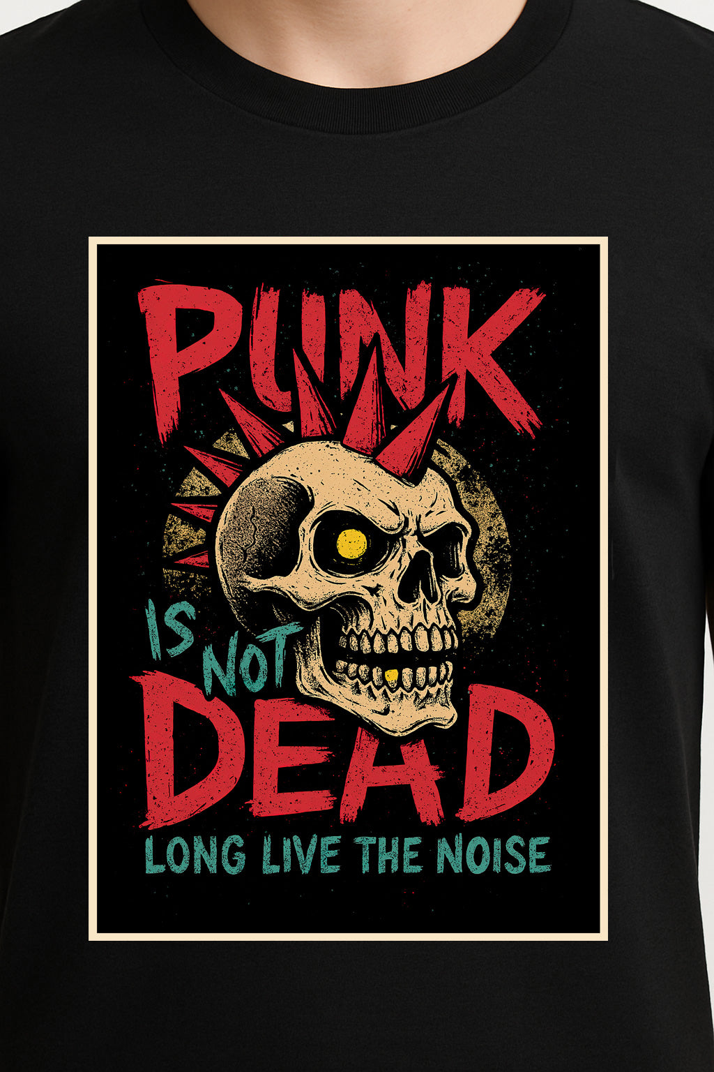 Punk Is Not Dead Unisex T-Shirt – Classic Skull Mohawk Punk Rock Rebel Graphic Tee