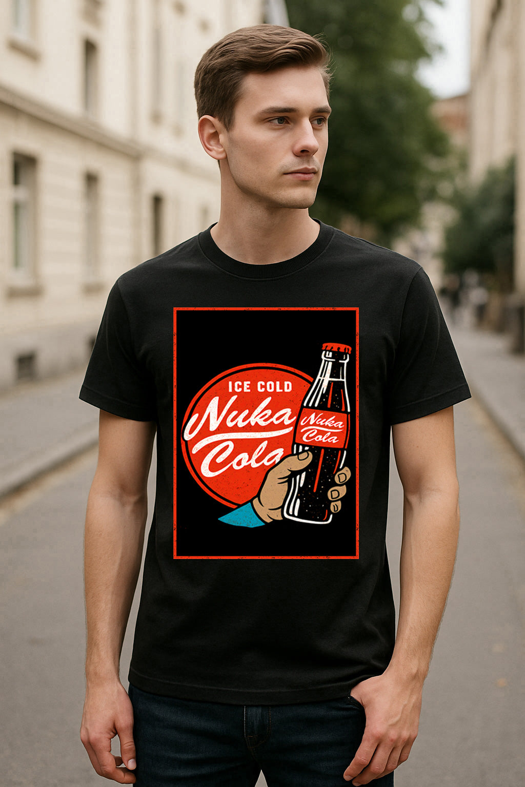 Fallout Nuka-Cola Vintage Ad Unisex T-Shirt – Retro Post-Apocalyptic Soft Drink Tee