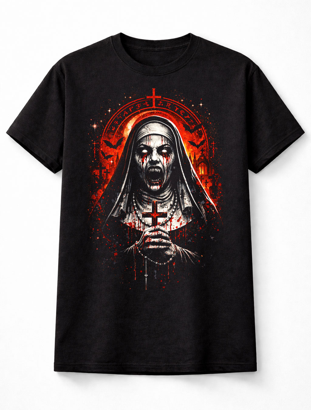 Demonic Nun Gothic Horror Halloween Graphic Unisex T-Shirt