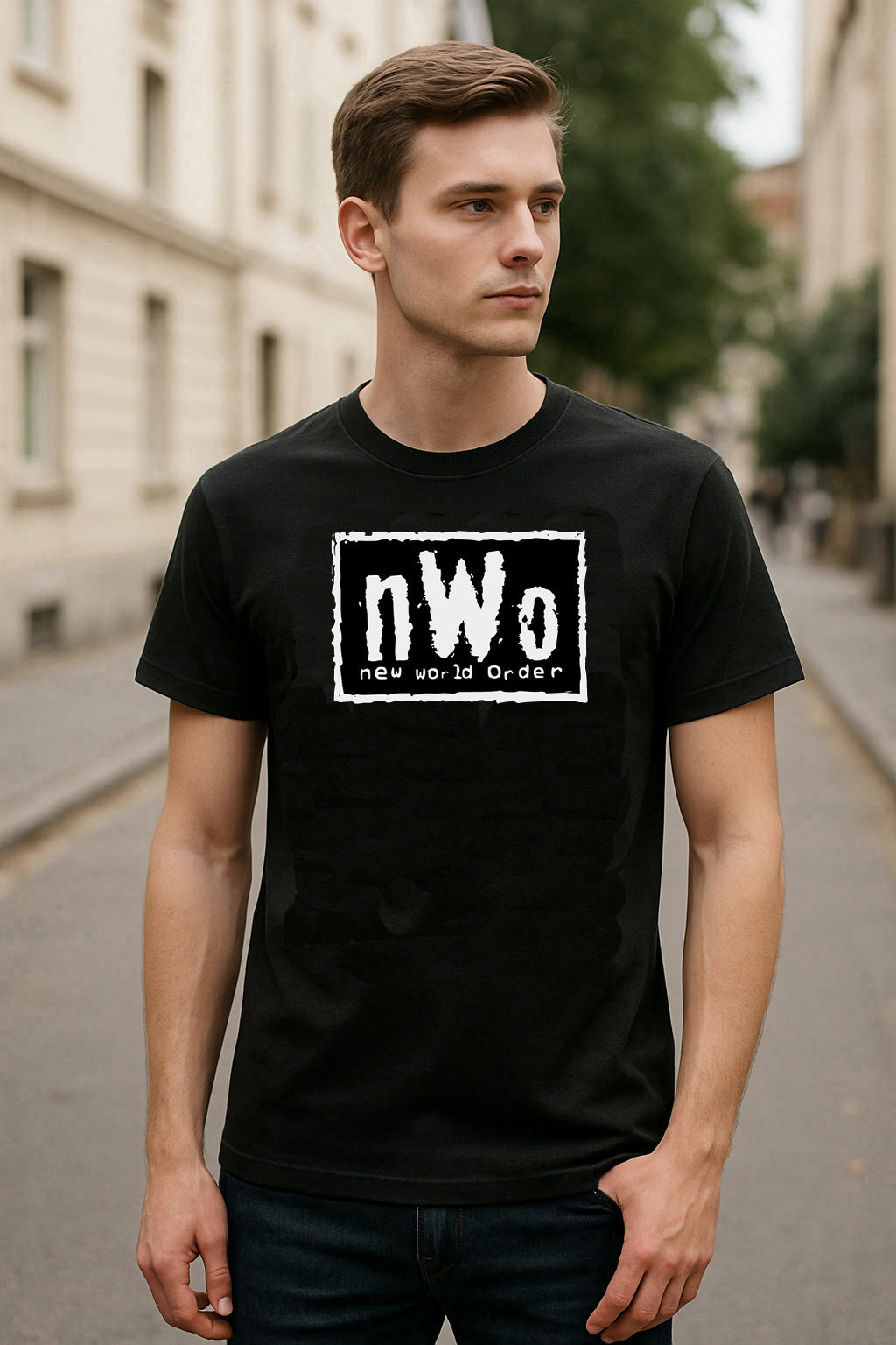 nWo “New World Order” Retro Wrestling T-Shirt — Black & White Revolution