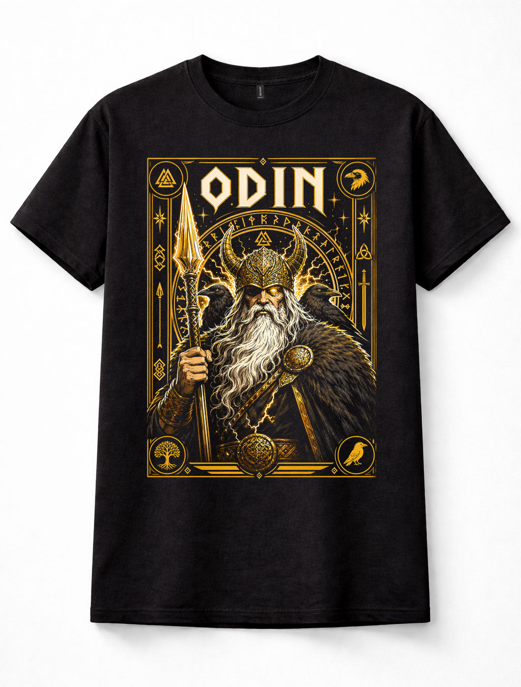 Odin Norse Mythology Viking God Valhalla Ravens Runes Warrior Unisex T-Shirt