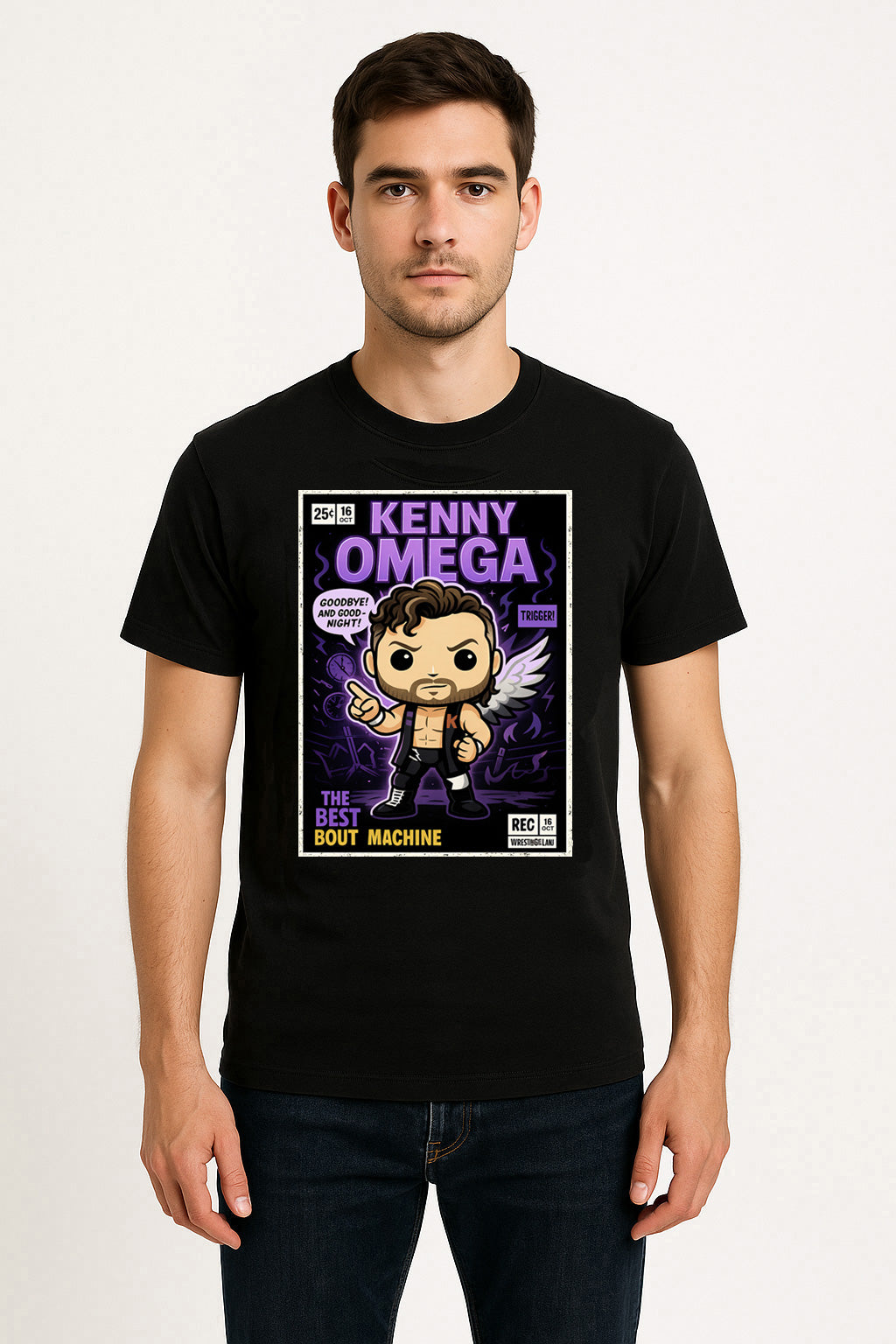 Kenny Omega “Best Bout Machine” Pop Comic Wrestling T-Shirt — Trigger Edition