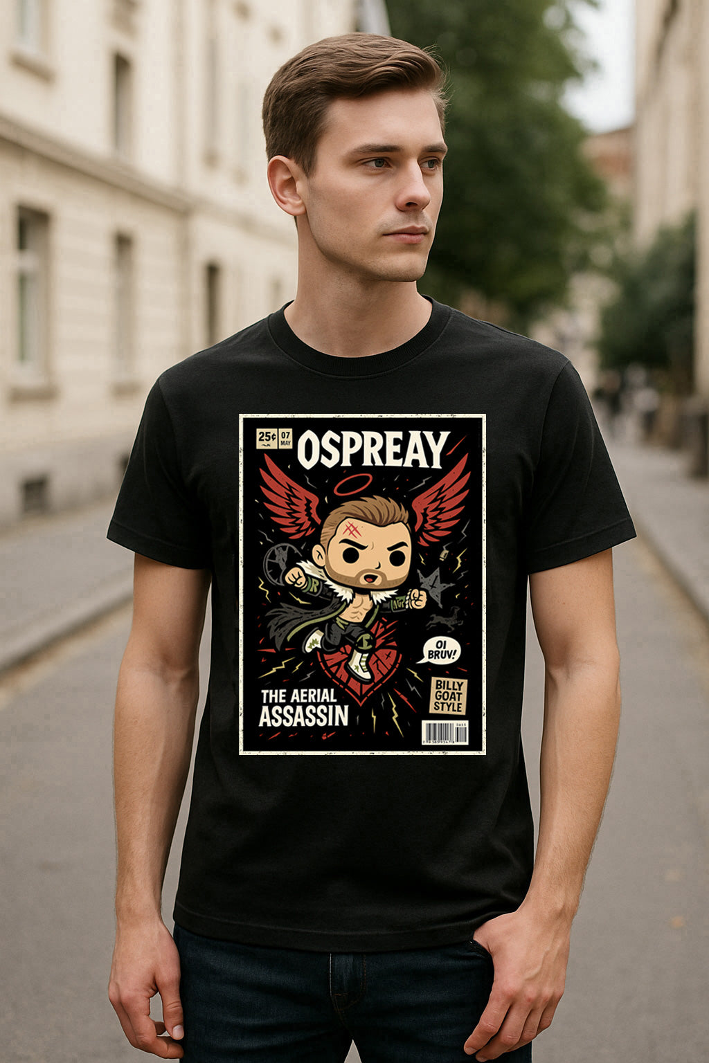 Will Ospreay “Aerial Assassin” Pop Comic Wrestling T-Shirt — Billy Goat Style