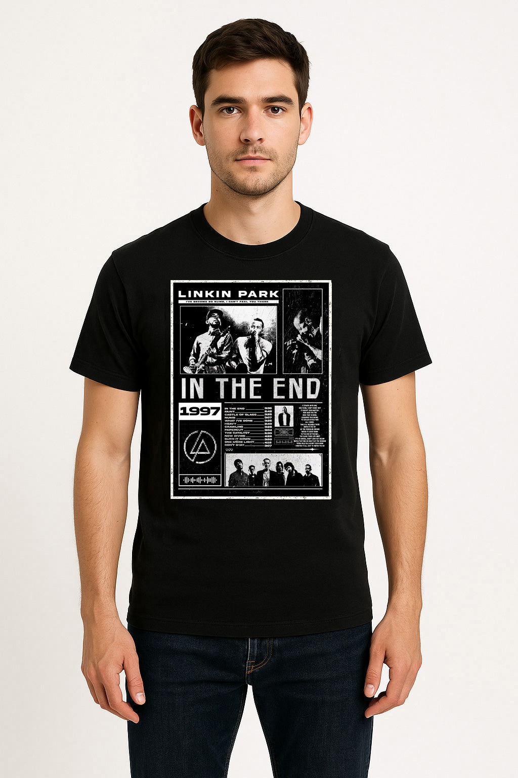Linkin Park “In The End” Poster Unisex T-Shirt – Classic Nu Metal Band Comic Edition Graphic Tee
