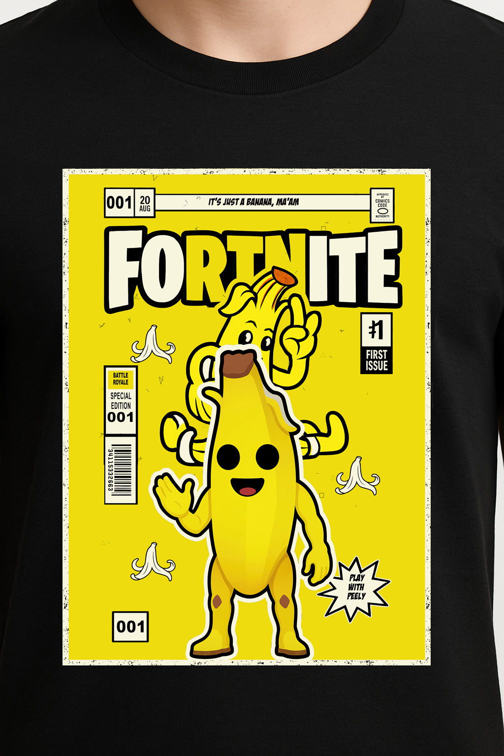 Fortnite Peely Unisex Comic T-Shirt – Banana Skin Fun Battle Royale Gamer Tee