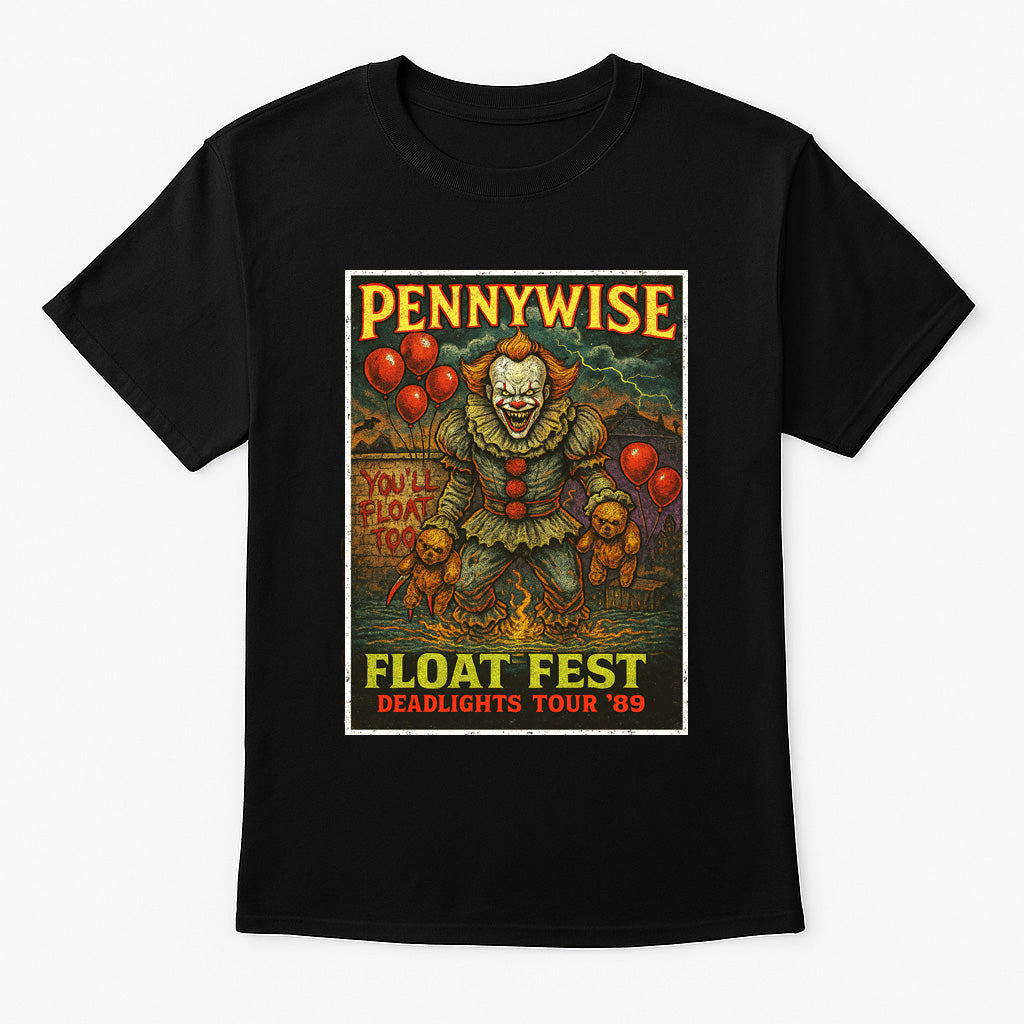 Pennywise “We All Float” IT T-Shirt – Classic Horror Clown Graphic Tee