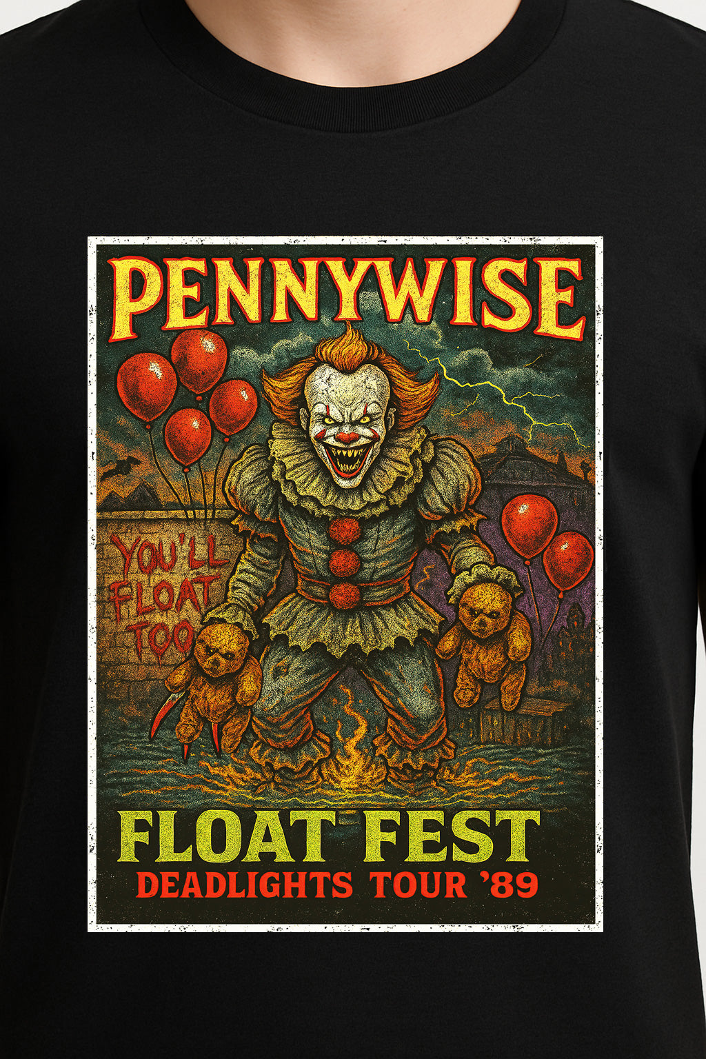 Pennywise “We All Float” IT T-Shirt – Classic Horror Clown Graphic Tee