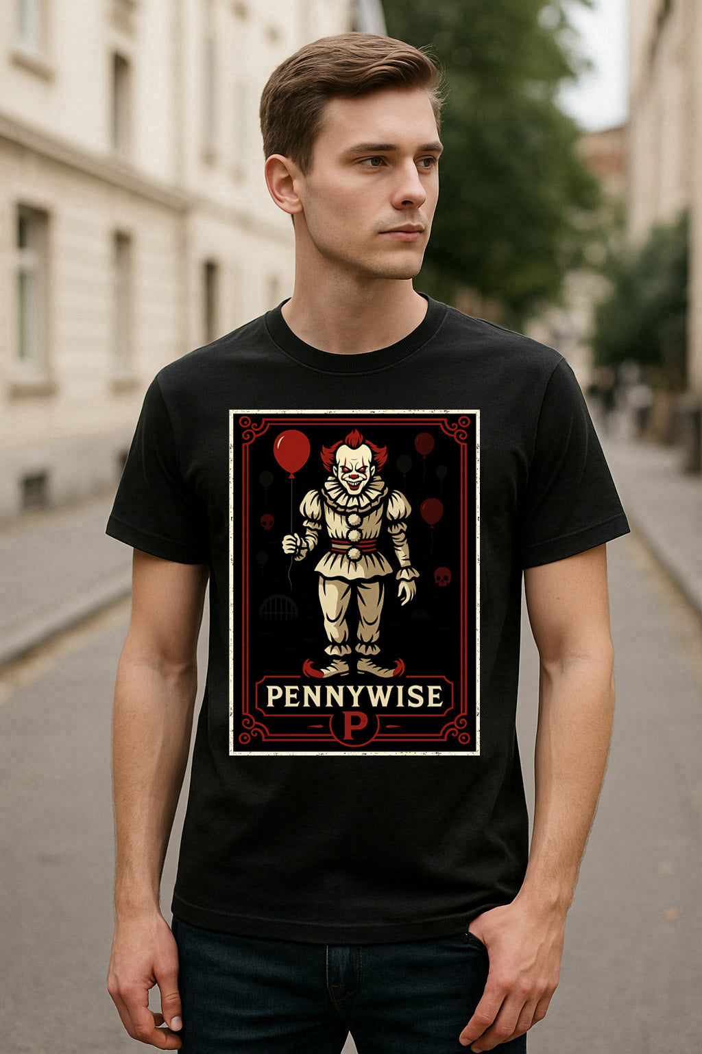 Pennywise Retro Horror Clown Unisex T-Shirt IT-Inspired Graphic Tee