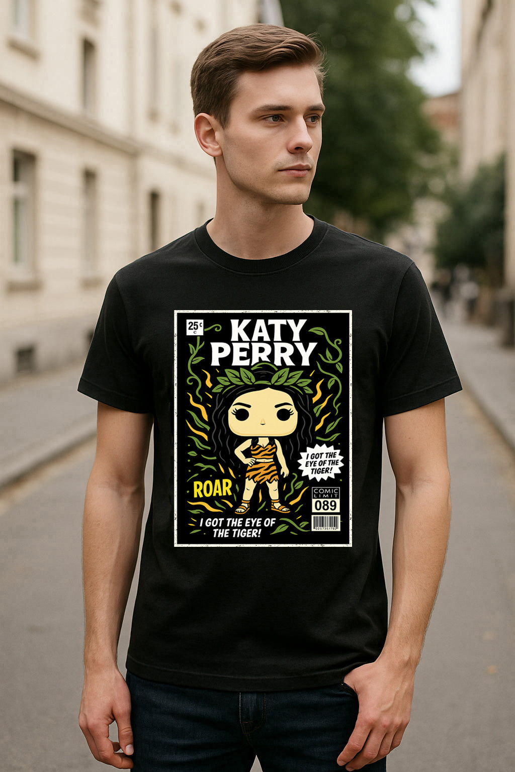 Katy Perry “Roar – Eye of the Tiger” Unisex T-Shirt – Pop Music Comic Style Graphic Tee