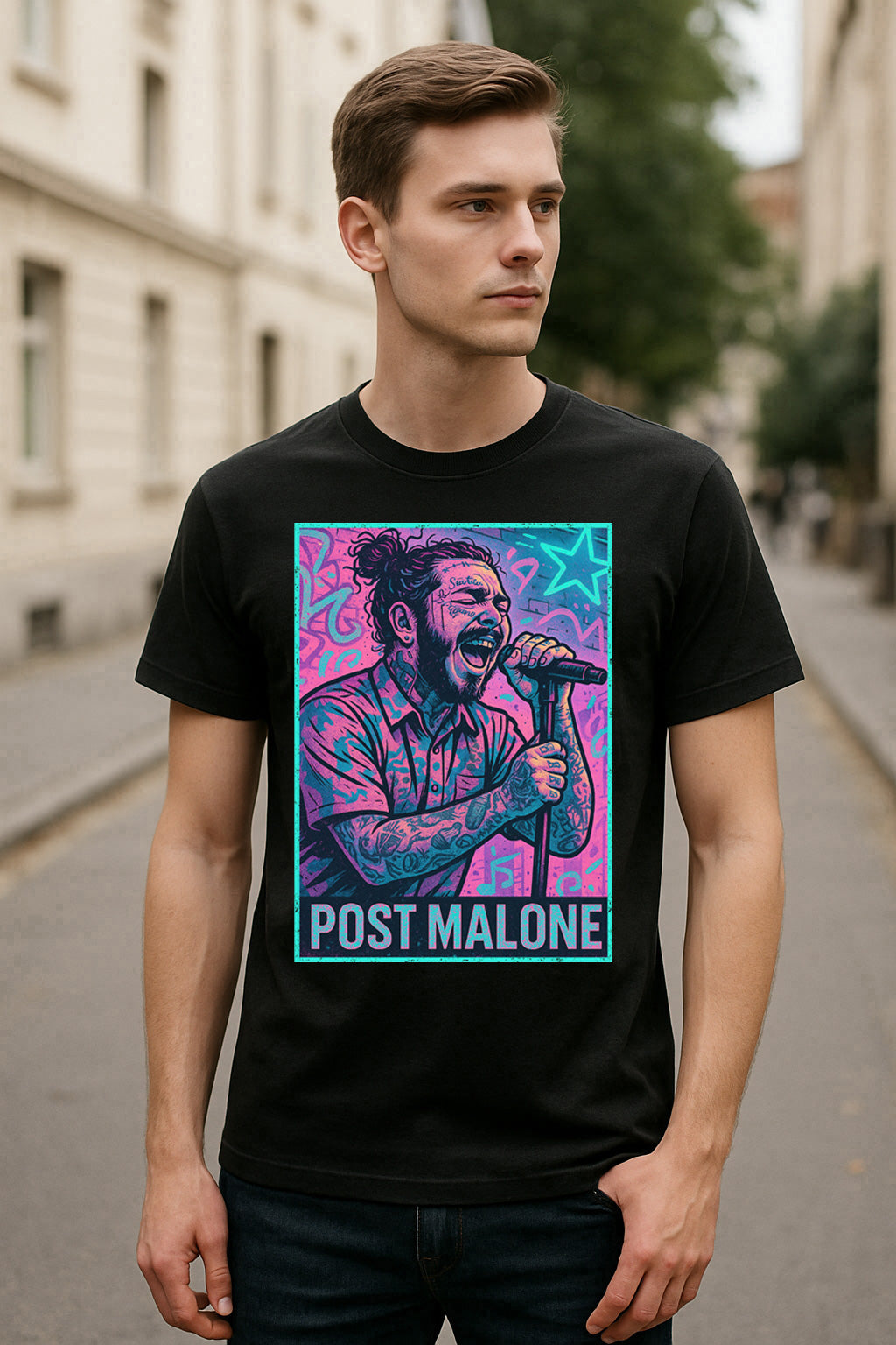 Post Malone Purple Vibes Hip Hop Funko Pop Style Unisex T-Shirt