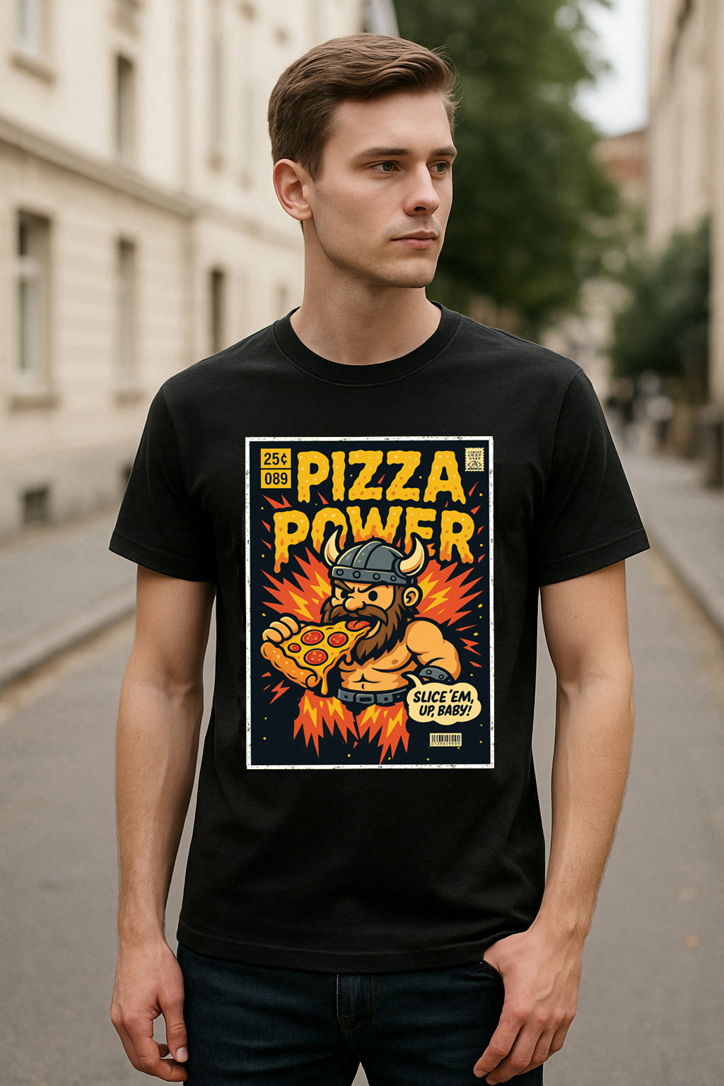 Pizza Power Unisex Adults & Kids T-Shirt – Slice ’Em Up, Baby!