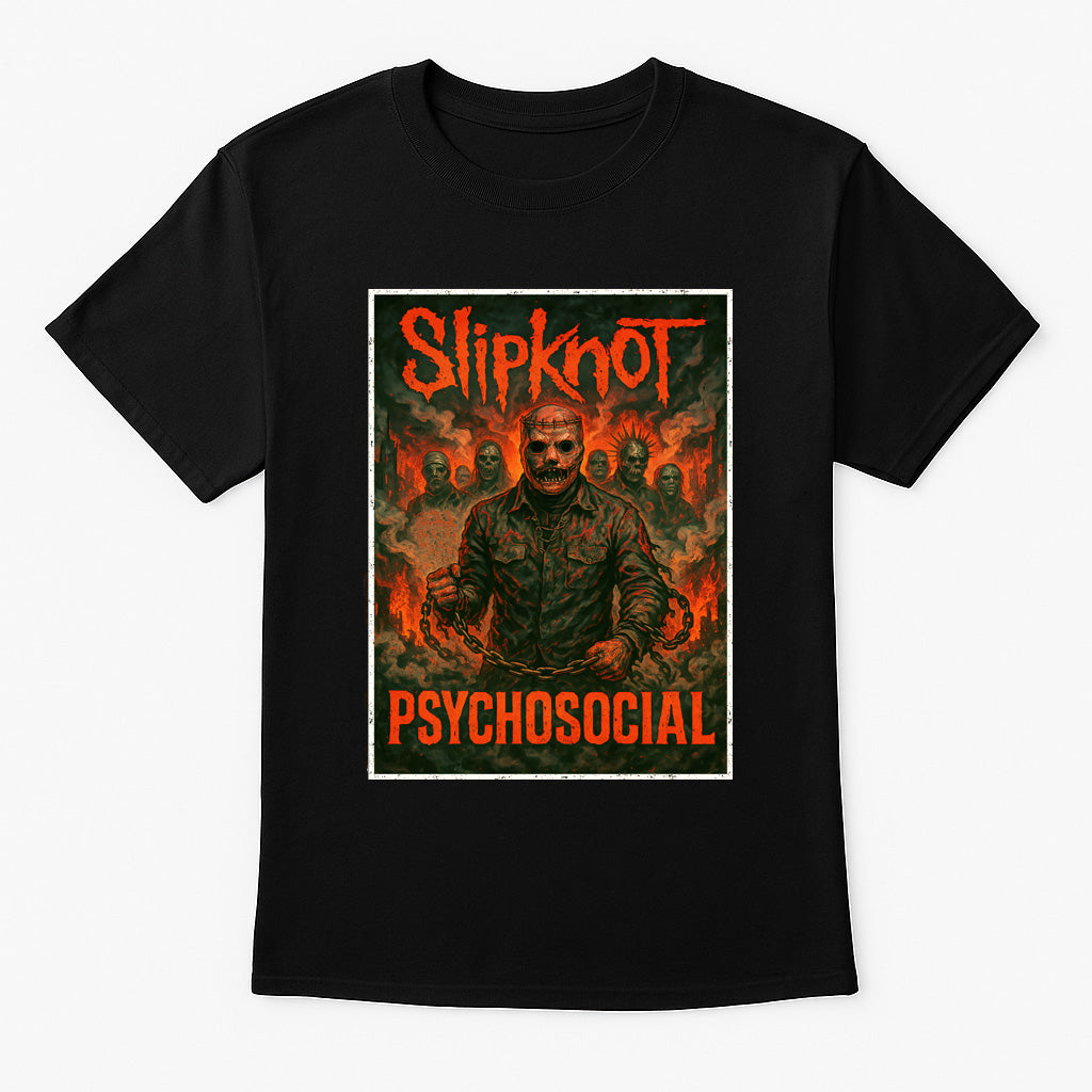Slipknot Corey Taylor “Psychosocial” Unisex T-Shirt – Heavy Metal Band Inferno Dark Artwork
