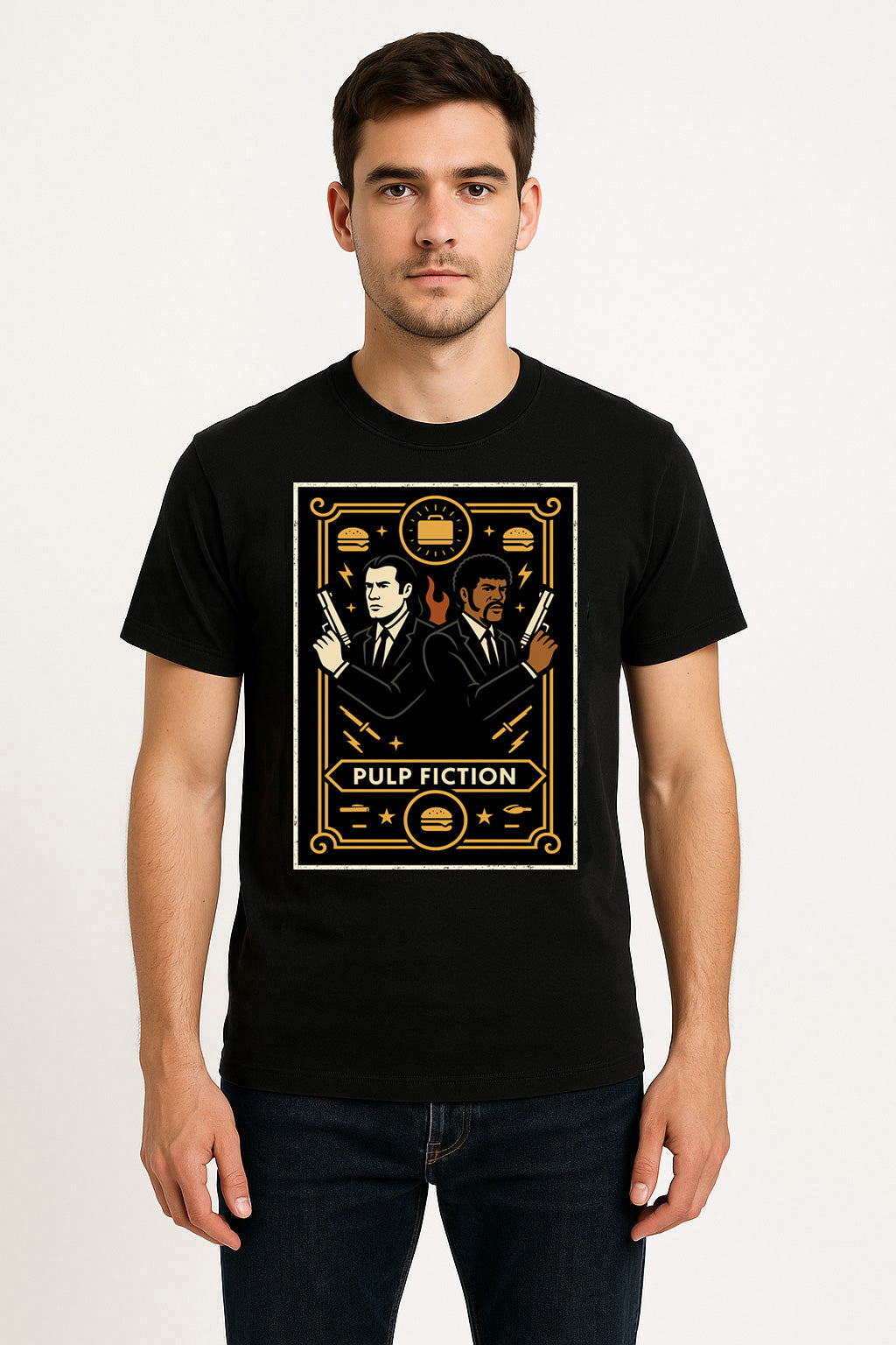 Pulp Fiction Retro Movie Unisex T-Shirt Classic Film Duo Graphic Tee
