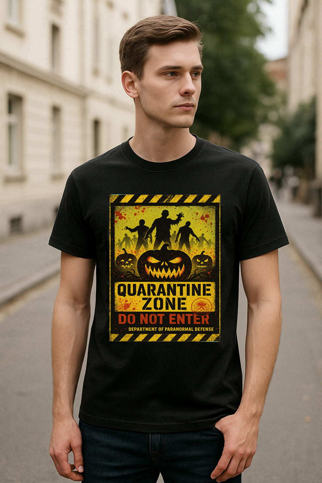 Quarantine Zone Unisex T-Shirt Zombie Apocalypse Warning Tee