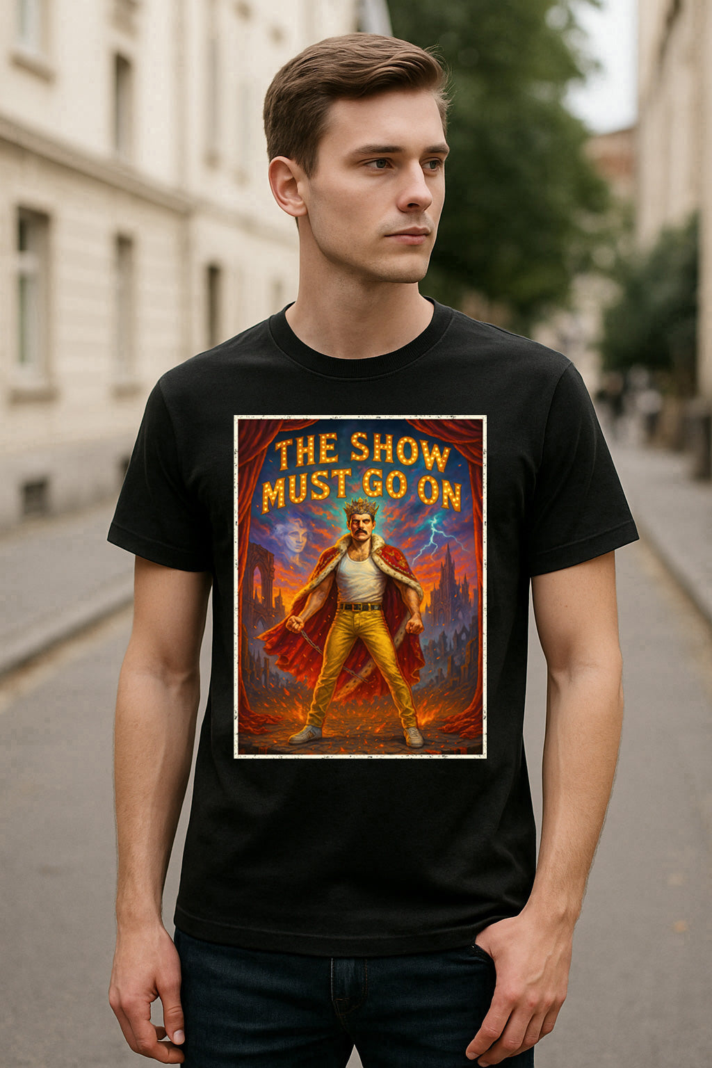 Queen The Show Must Go On Unisex T-Shirt Freddie Mercury Rock Band Merch Tee
