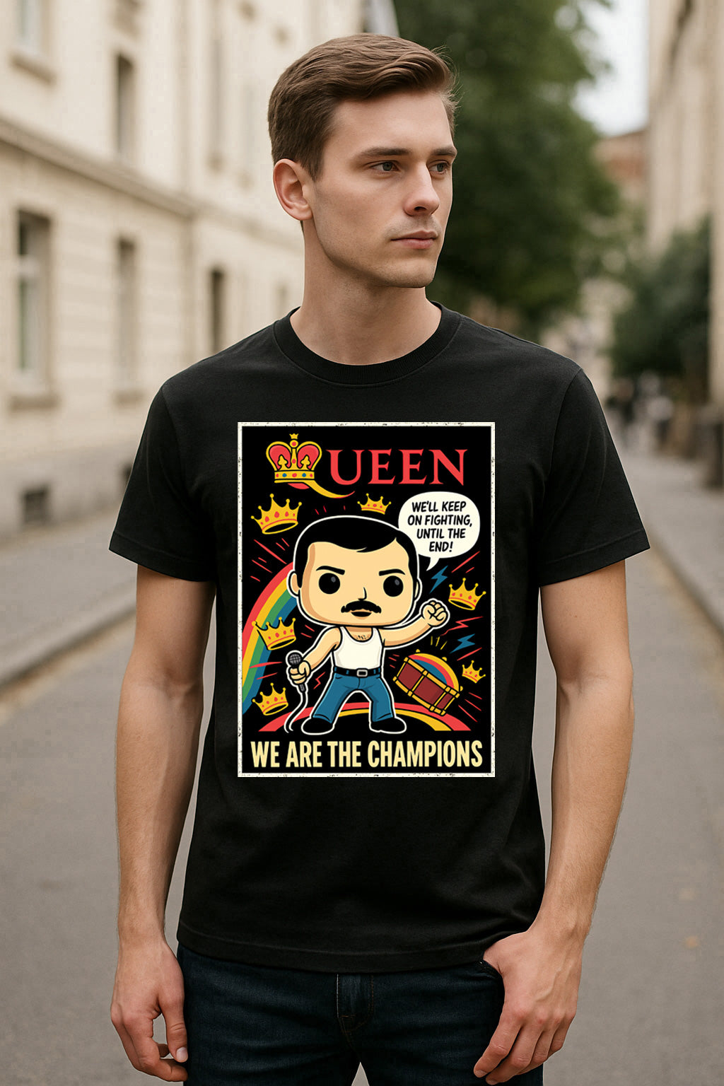 Queen We Are The Champions Classic Rock Funko Pop Style Unisex T-Shirt