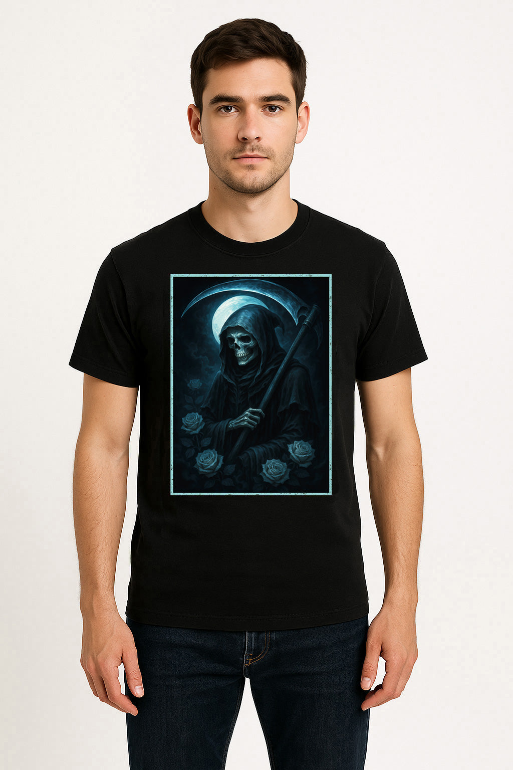 Moon Reaper Roses Unisex T-Shirt Gothic Grim Death Tee