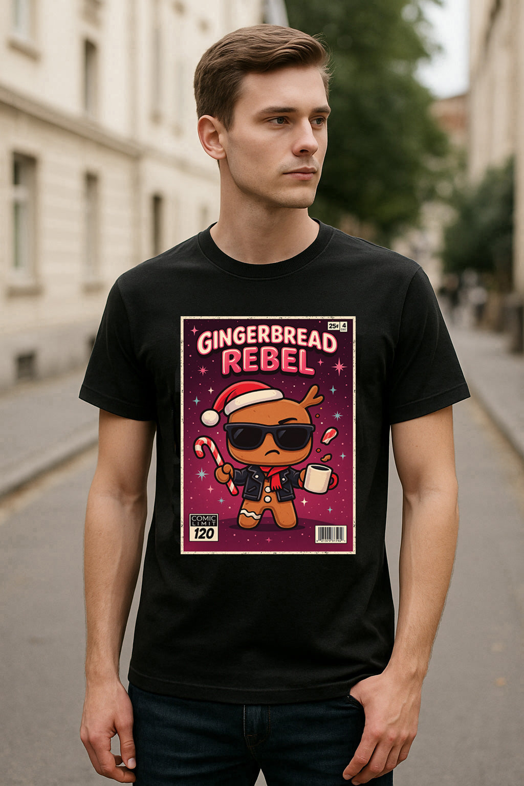 Gingerbread Rebel Funny Christmas Unisex Christmas T-Shirt or Hoodie