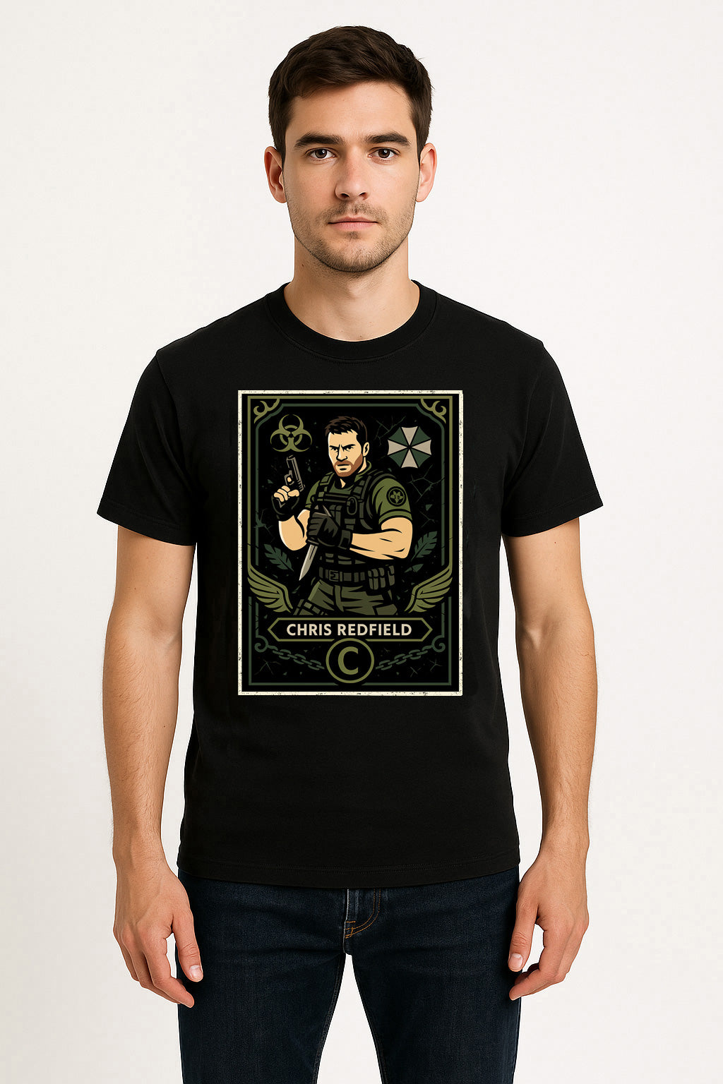 Resident Evil Chris Redfield Retro Unisex T-Shirt Survival Horror Game Tee