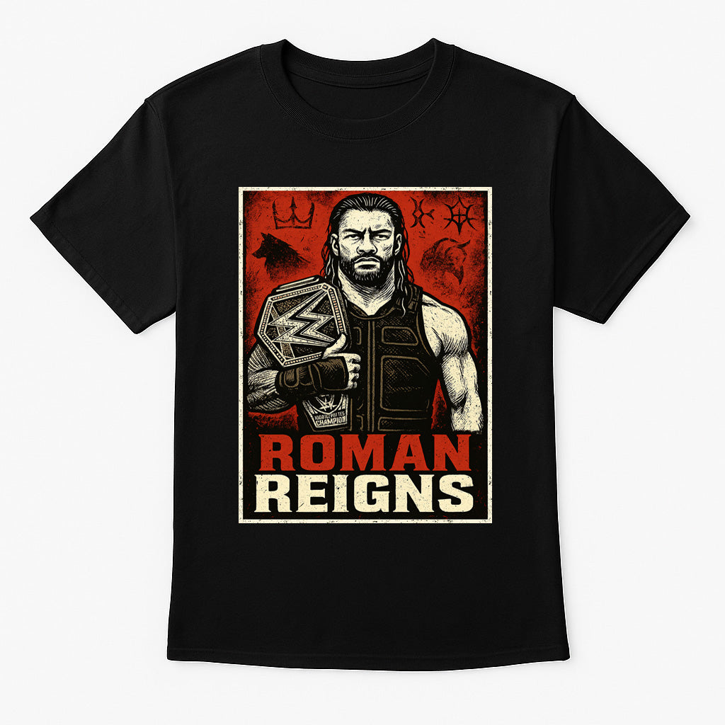 Roman Reigns “The Big Dog” Champion Retro Wrestling T-Shirt — Red Reign Edition