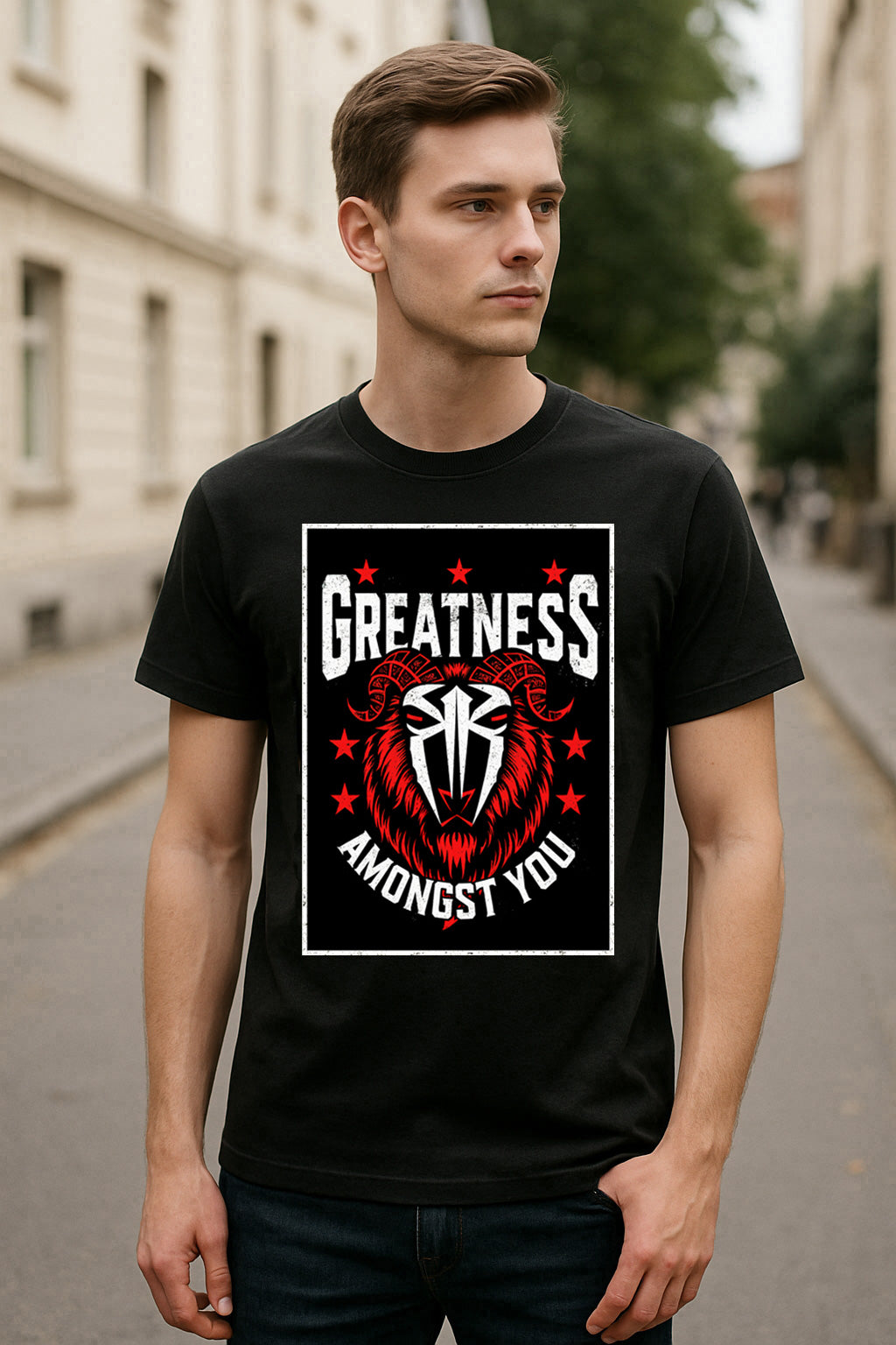 Roman Reigns “Greatness Amongst You” Wrestling T-Shirt — Tribal Goat Edition