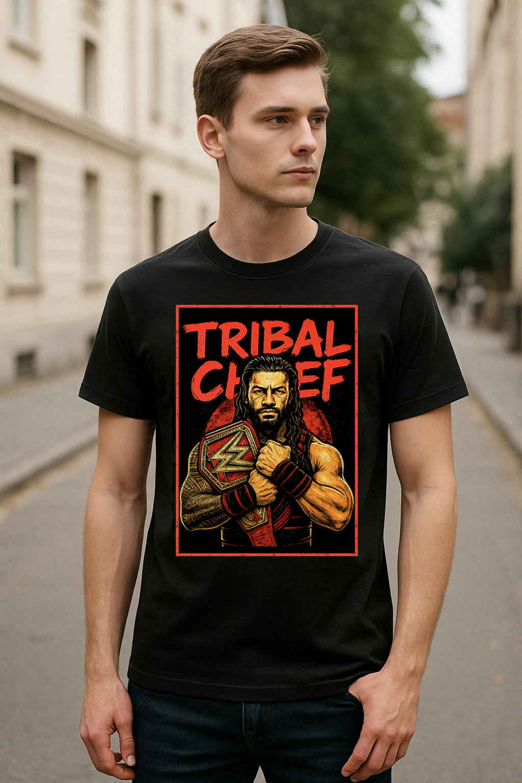 Roman Reigns Tribal Chief Retro Wrestling Unisex T-Shirt Champion Graphic Tee