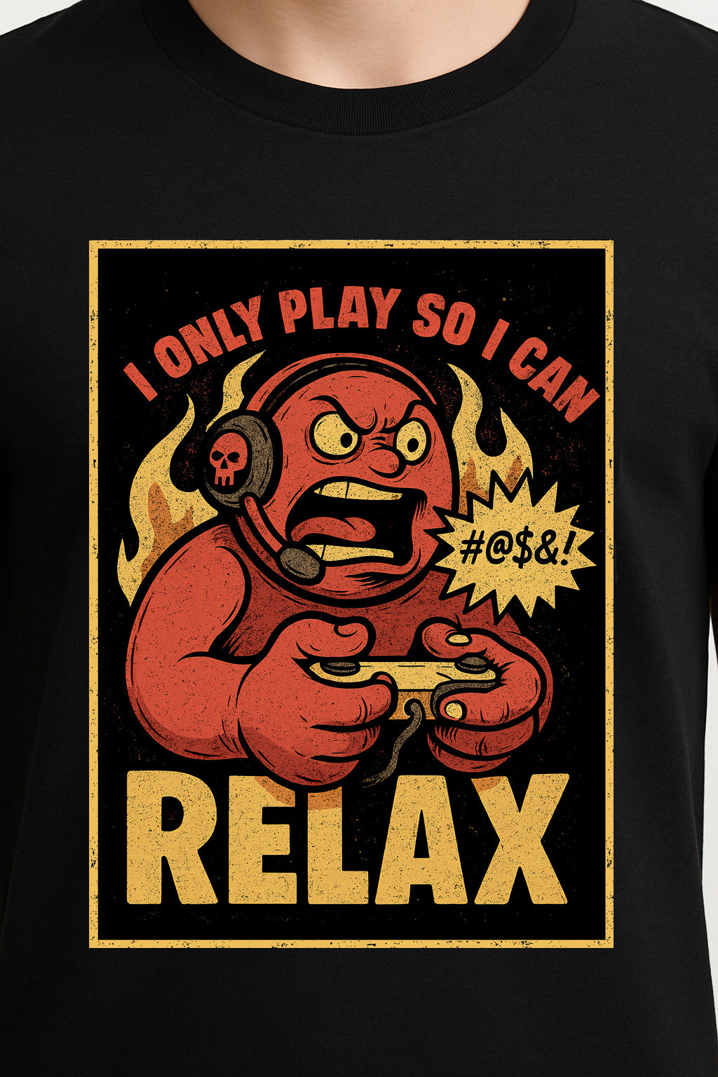 I Only Play So I Can Relax Unisex T-Shirt – Funny Gamer Rage Retro Video Game Graphic Tee