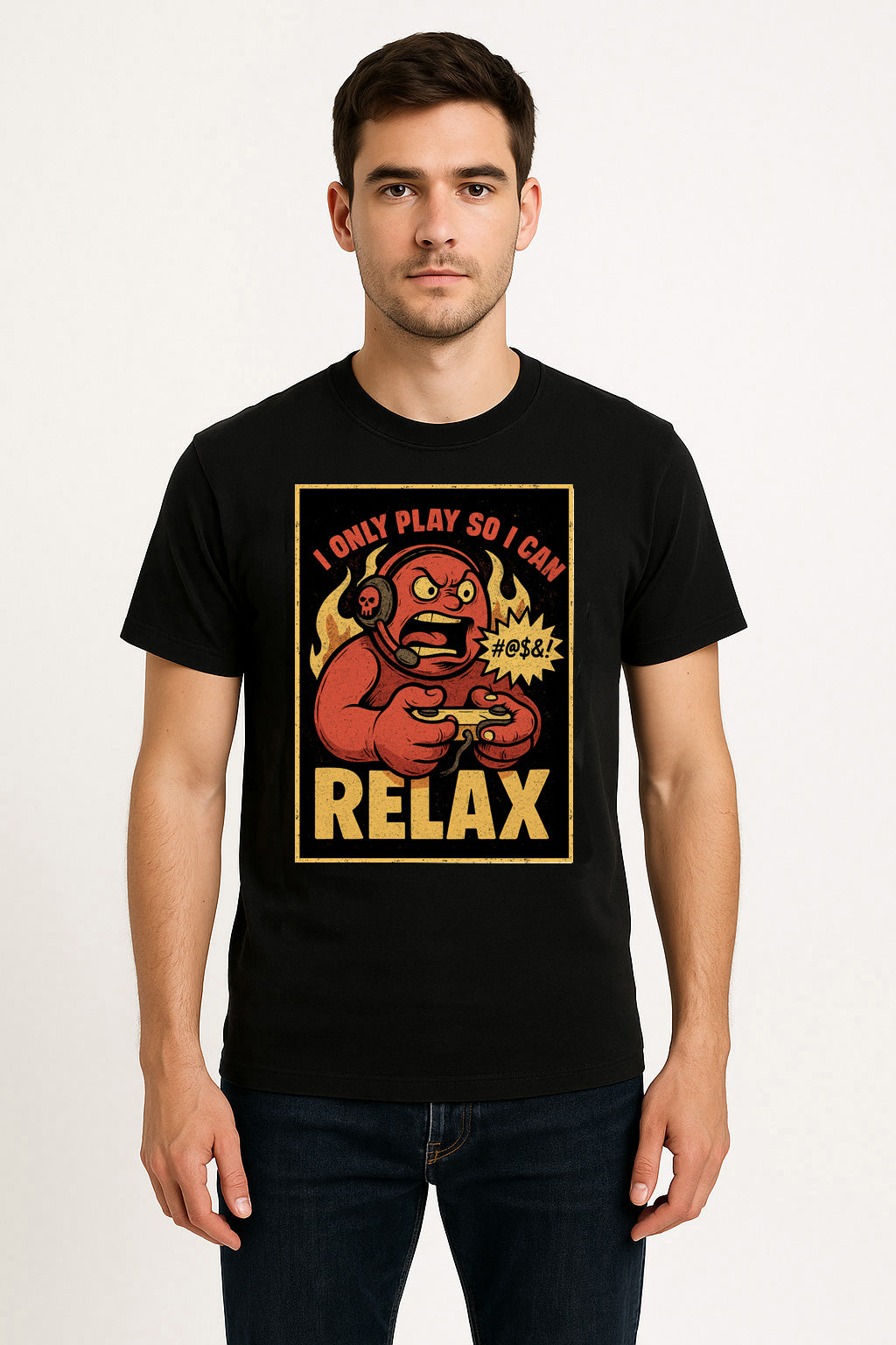 I Only Play So I Can Relax Unisex T-Shirt – Funny Gamer Rage Retro Video Game Graphic Tee