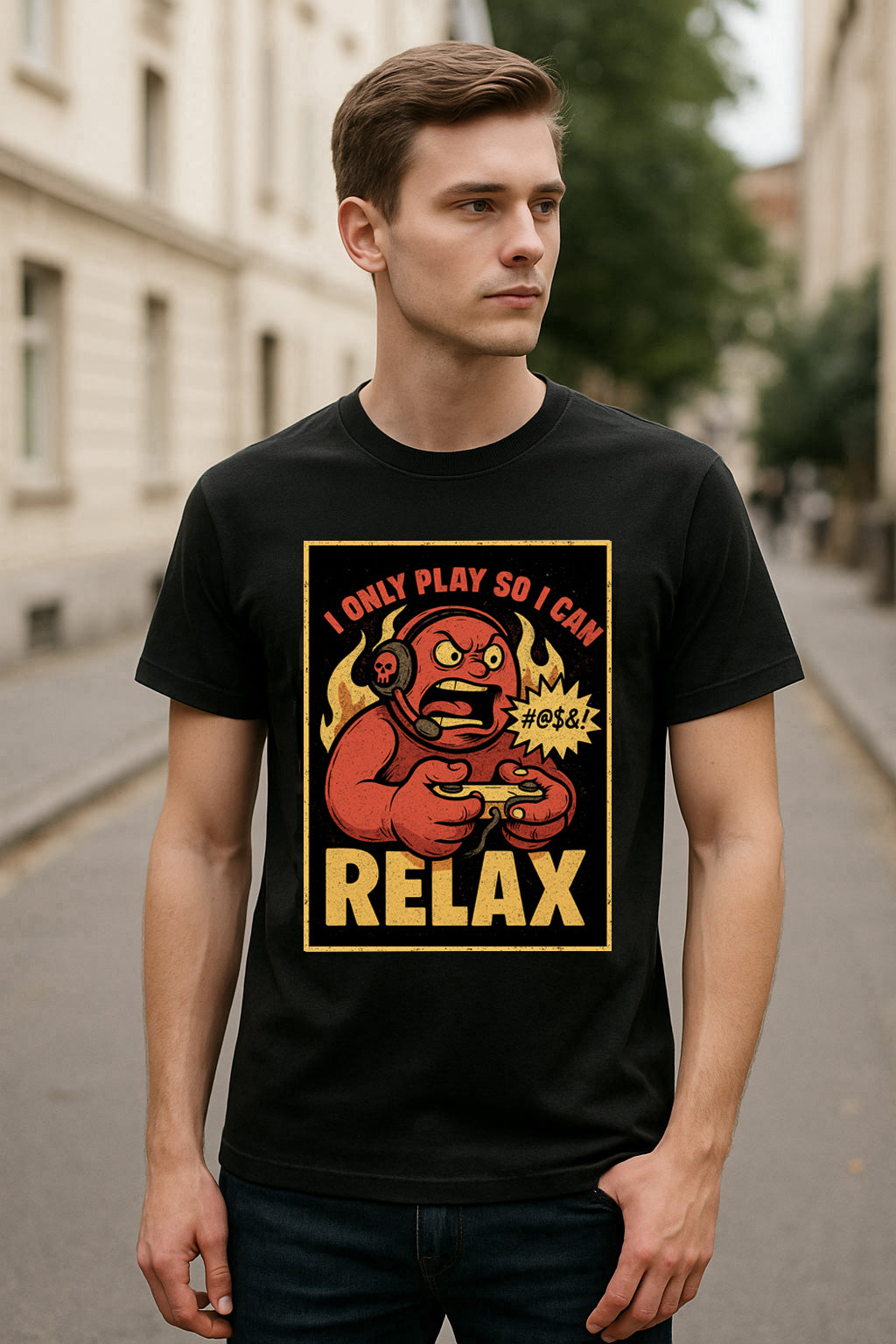 I Only Play So I Can Relax Unisex T-Shirt – Funny Gamer Rage Retro Video Game Graphic Tee