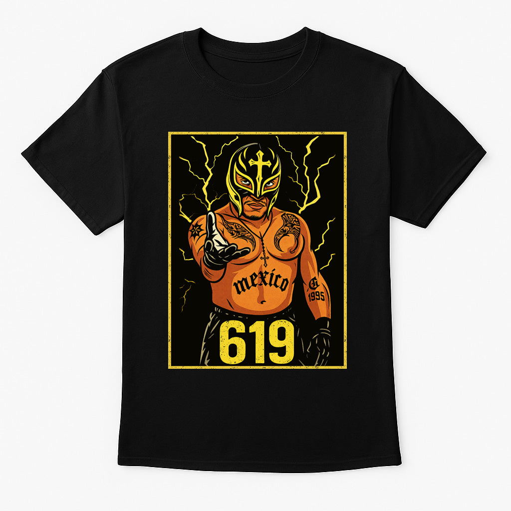 Rey Mysterio “619 Mexico” Retro Wrestling T-Shirt — Lucha Lightning Edition