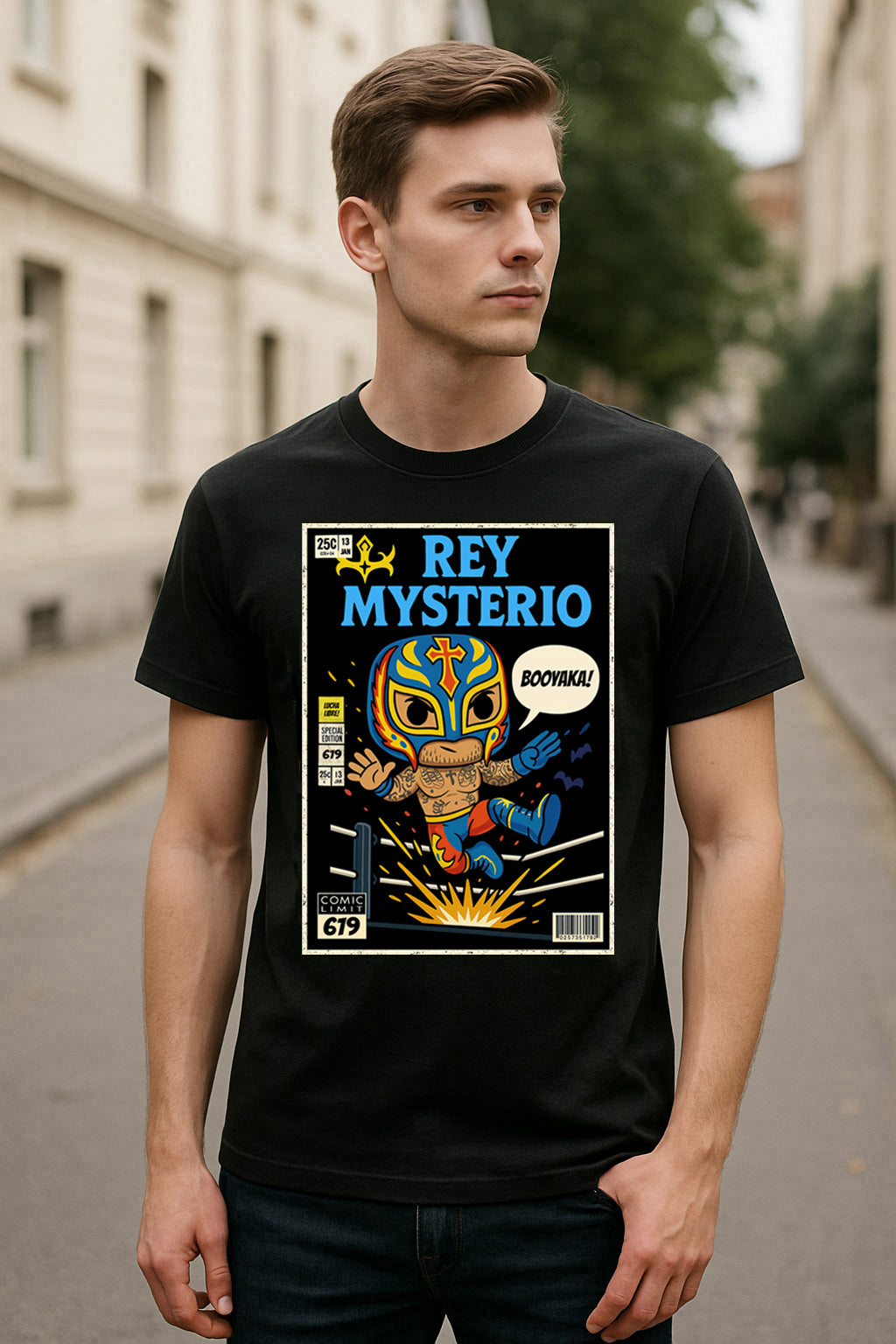 Rey Mysterio “Booyaka 619” Funko Pop Comic Wrestling T-Shirt — Lucha Pop Edition