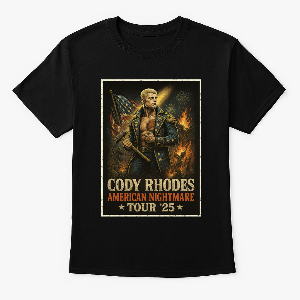 Cody Rhodes American Nightmare Tour ’25 Unisex T-Shirt – Retro Wrestling Graphic Tee