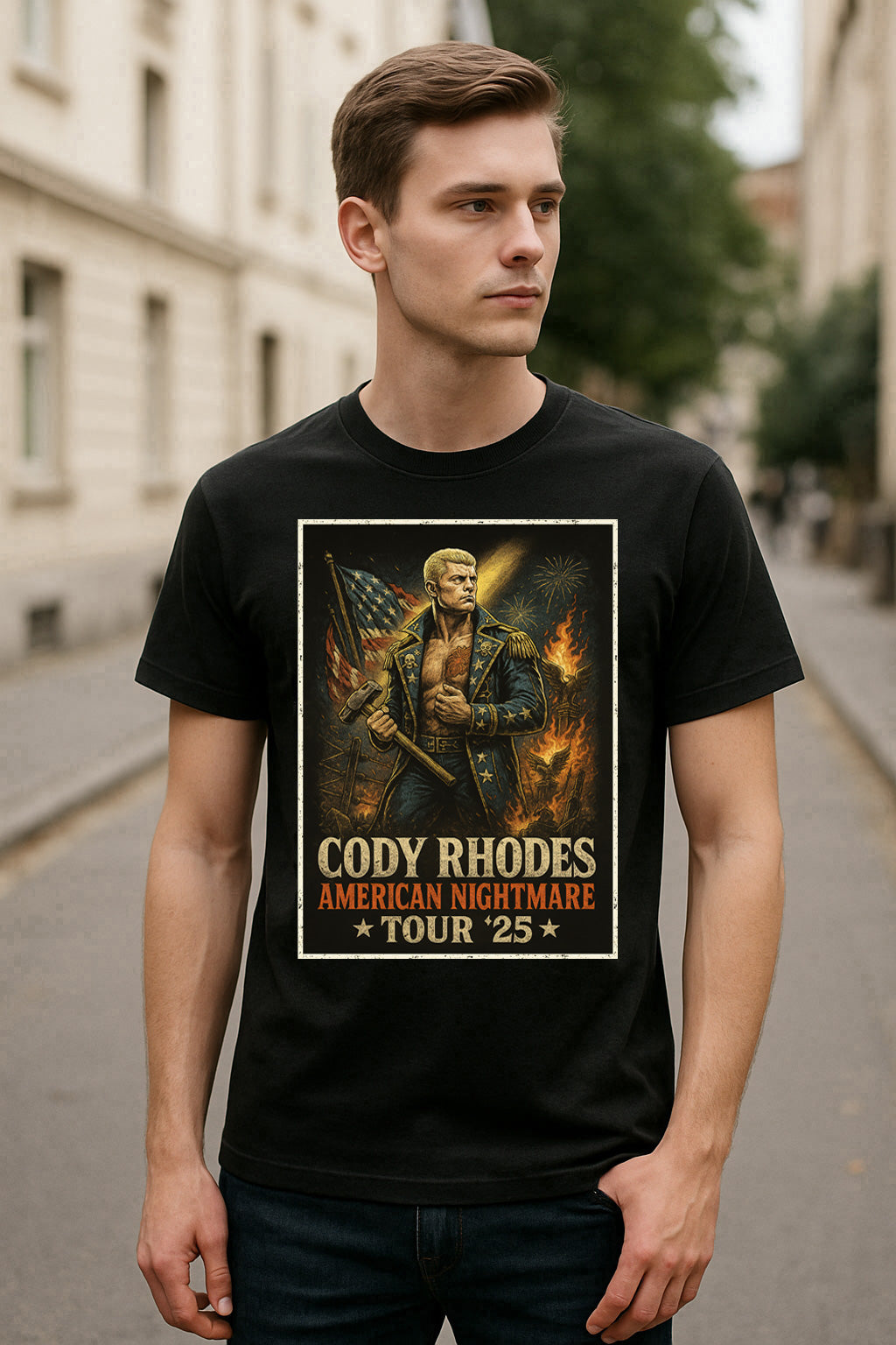 Cody Rhodes American Nightmare Tour ’25 Unisex T-Shirt – Retro Wrestling Graphic Tee
