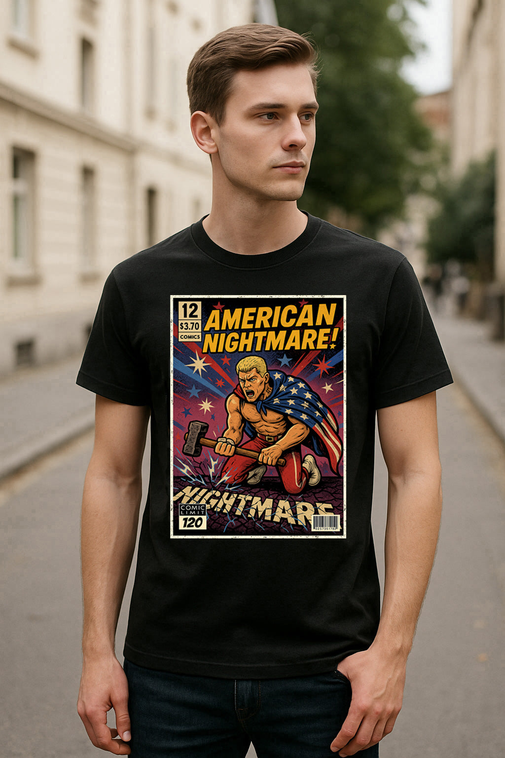 Cody Rhodes “American Nightmare” Comic Wrestling T-Shirt — Liberty & Legacy Edition