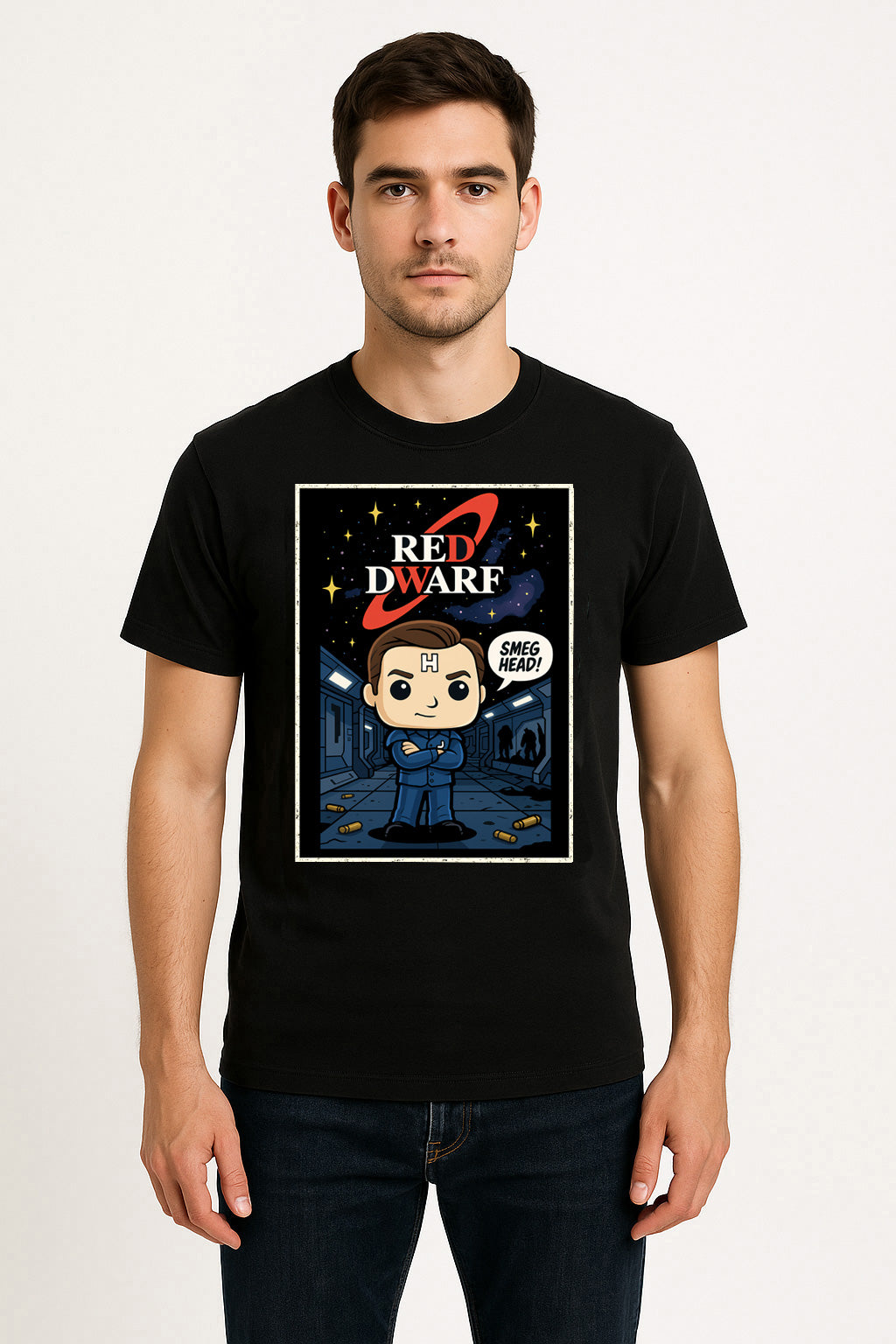 Red Dwarf "Rimmer – Smeg Head!" Vintage Comic Style Tee – Classic Sci-Fi Graphic T-Shirt