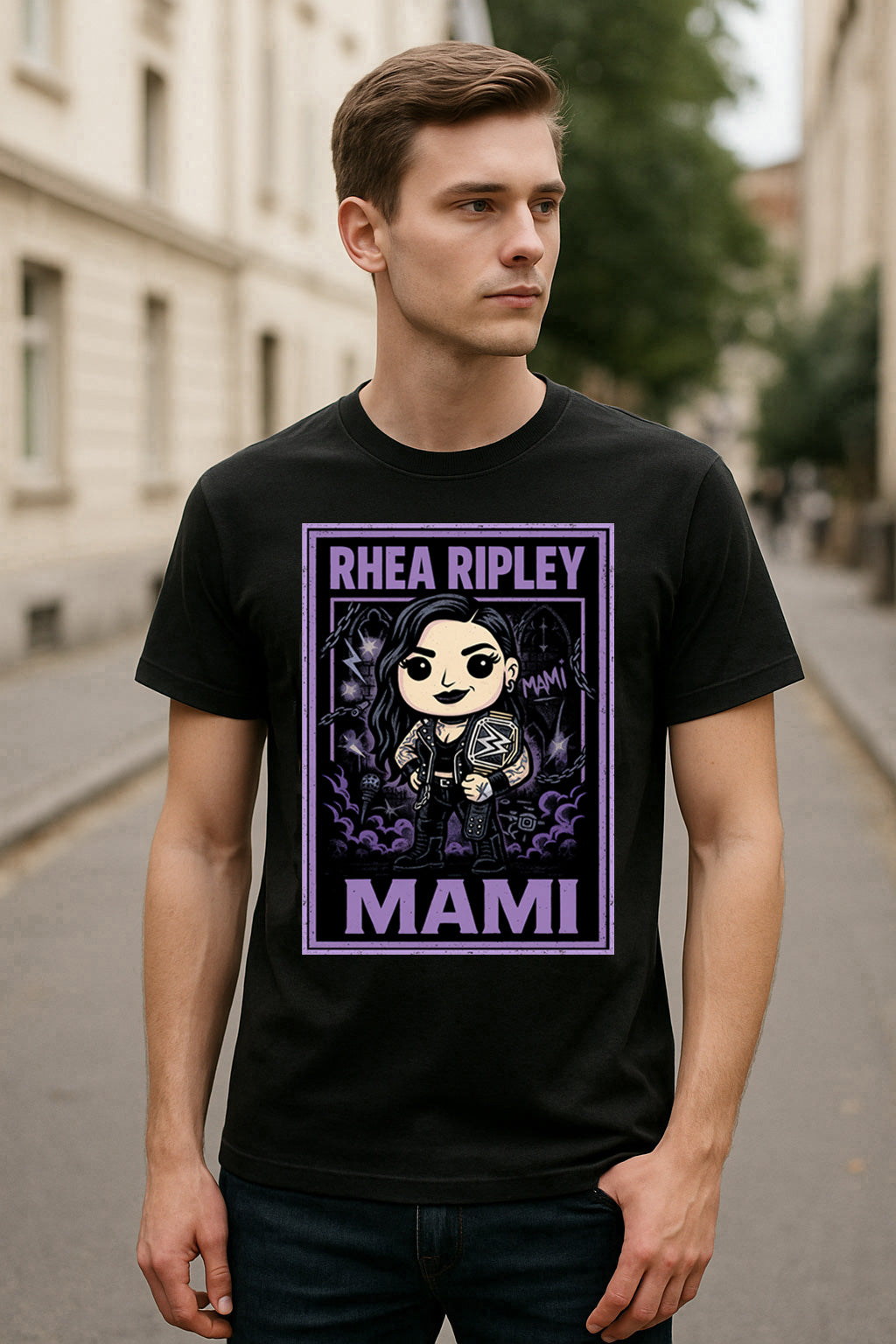 Rhea Ripley “Mami” Pop Comic Wrestling T-Shirt — Reign of Chaos Edition