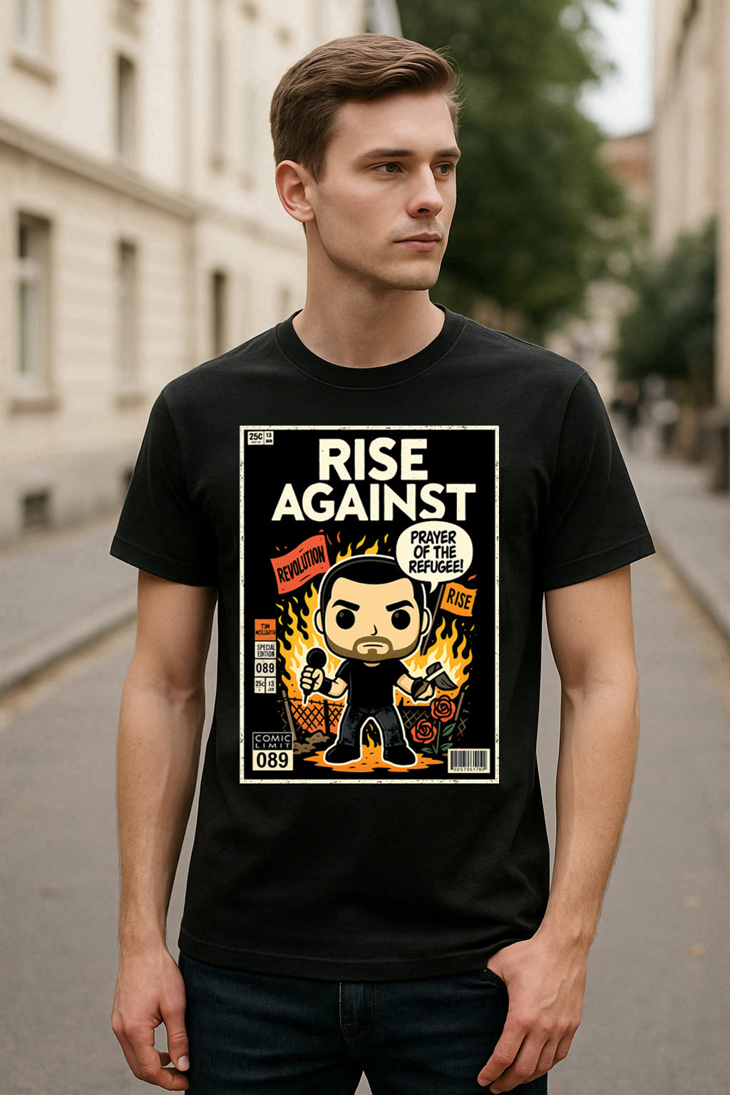 Rise Against Prayer of the Refugee Punk Rock Funko Pop Style Unisex T-Shirt