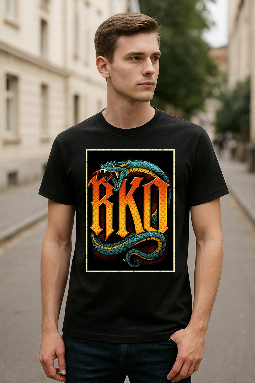 RKO Snake Logo Retro Wrestling T-Shirt — Outta Nowhere Edition