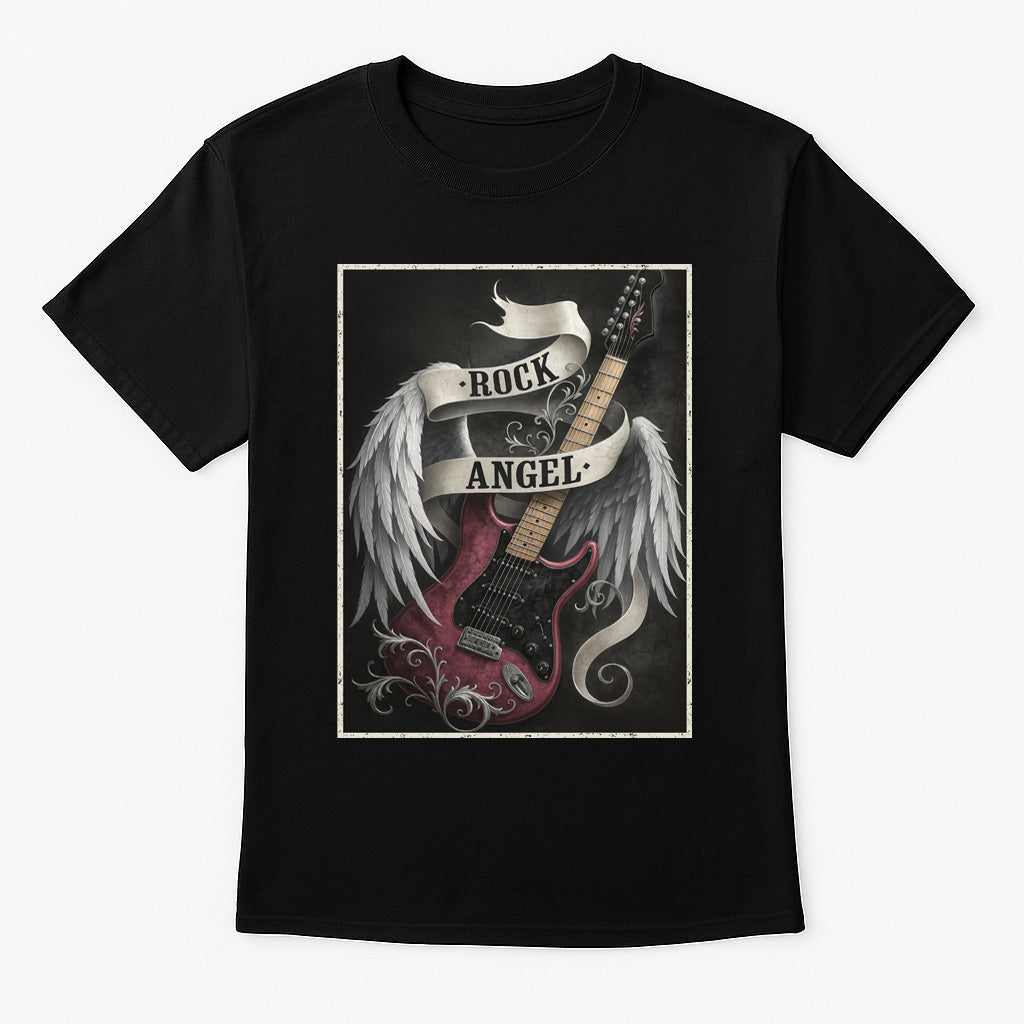 Rock Angel Unisex T-Shirt Guitar Wings Gothic Rock Tee