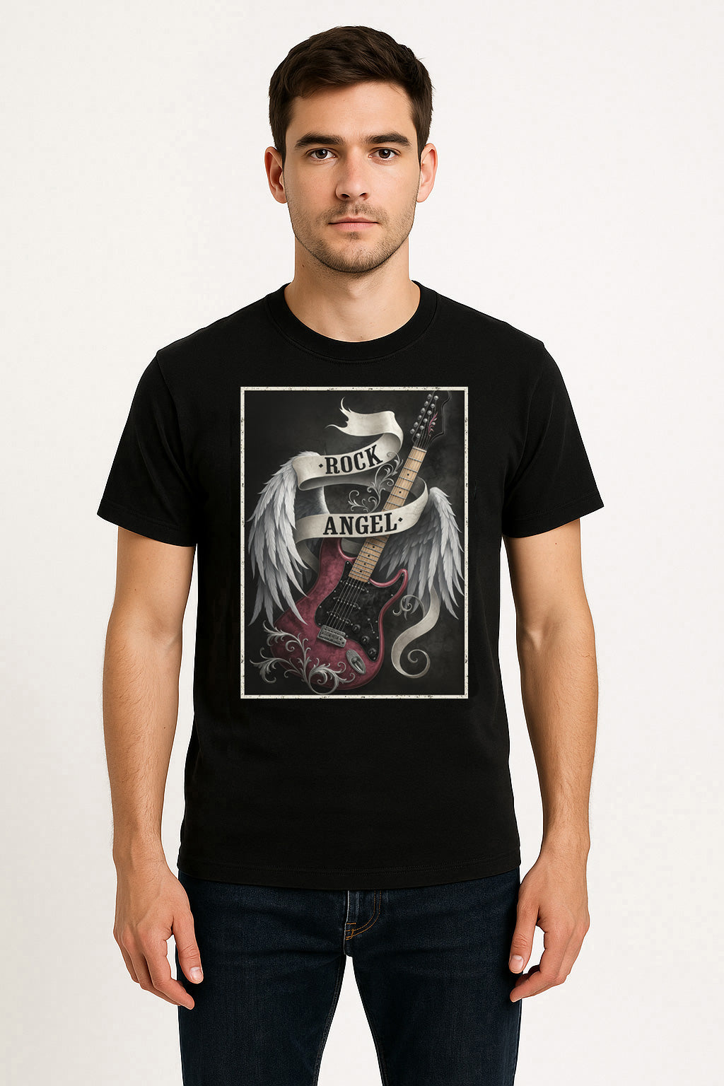 Rock Angel Unisex T-Shirt Guitar Wings Gothic Rock Tee