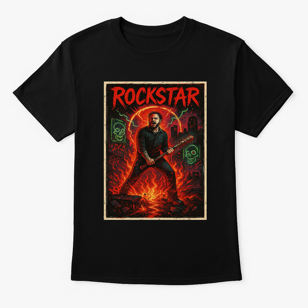 Post Malone “Rockstar” Unisex T-Shirt – Bold Comic Style Rap Music Graphic Tee