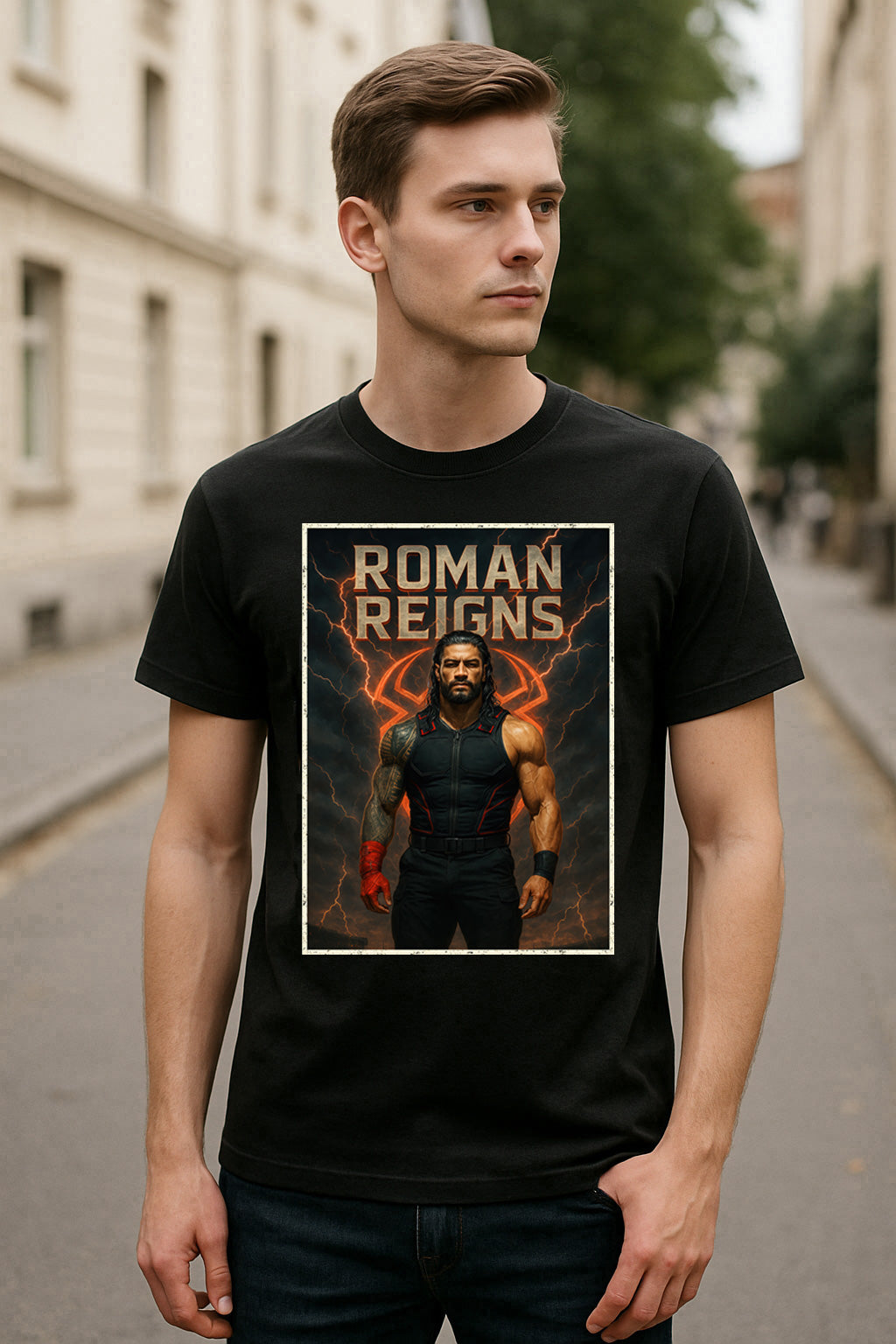 Roman Reigns “Power of the Tribal Chief” Wrestling T-Shirt — Lightning Reign Edition