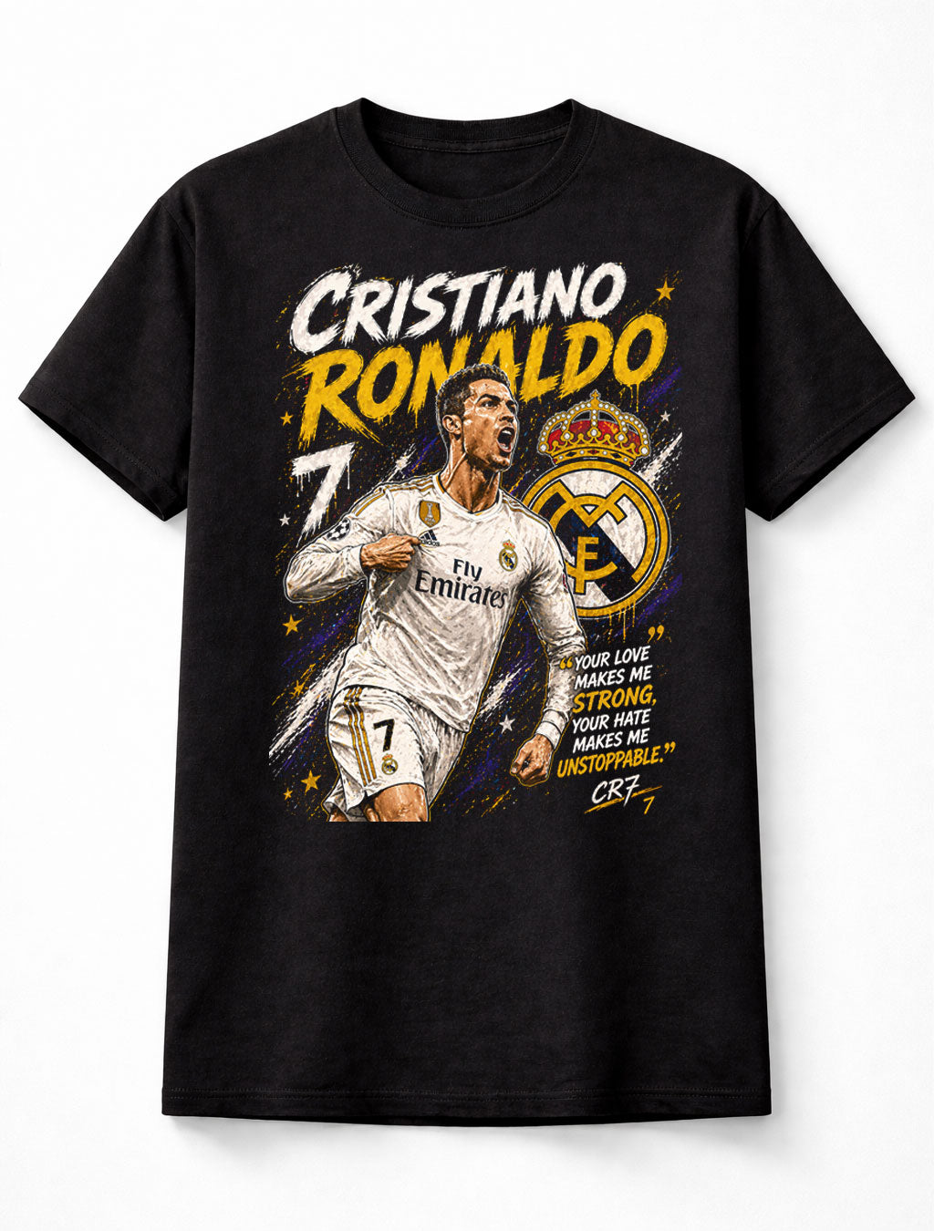 Cristiano Ronaldo 7 Real Madrid Style Soccer Football Fan Graphic Tee Unisex Adults & Kids T-Shirt