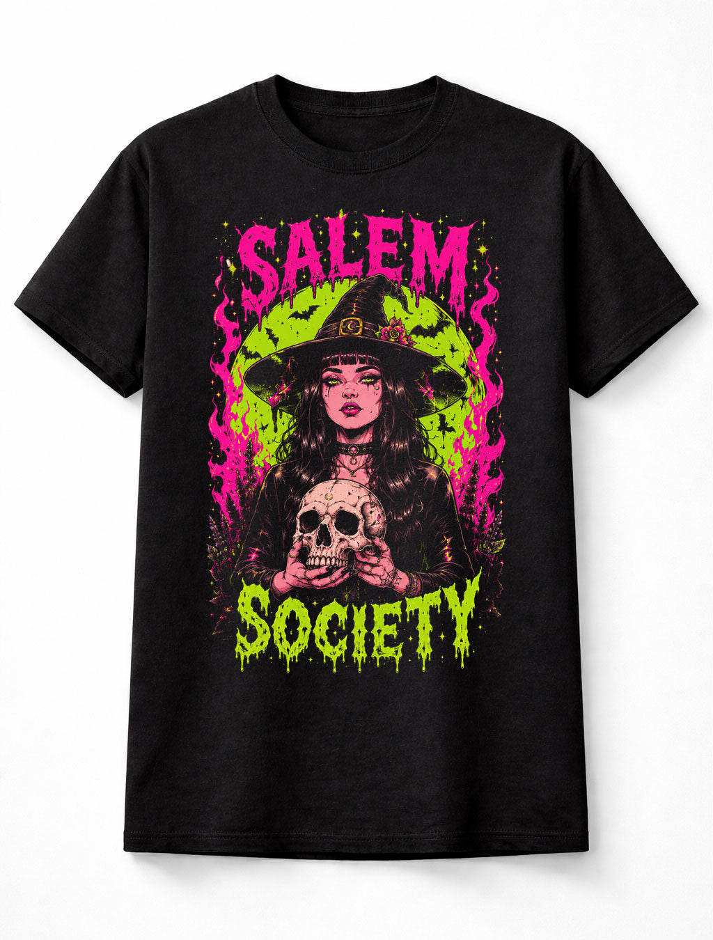 Salem Society Gothic Witch Skull Halloween Horror Unisex T-Shirt