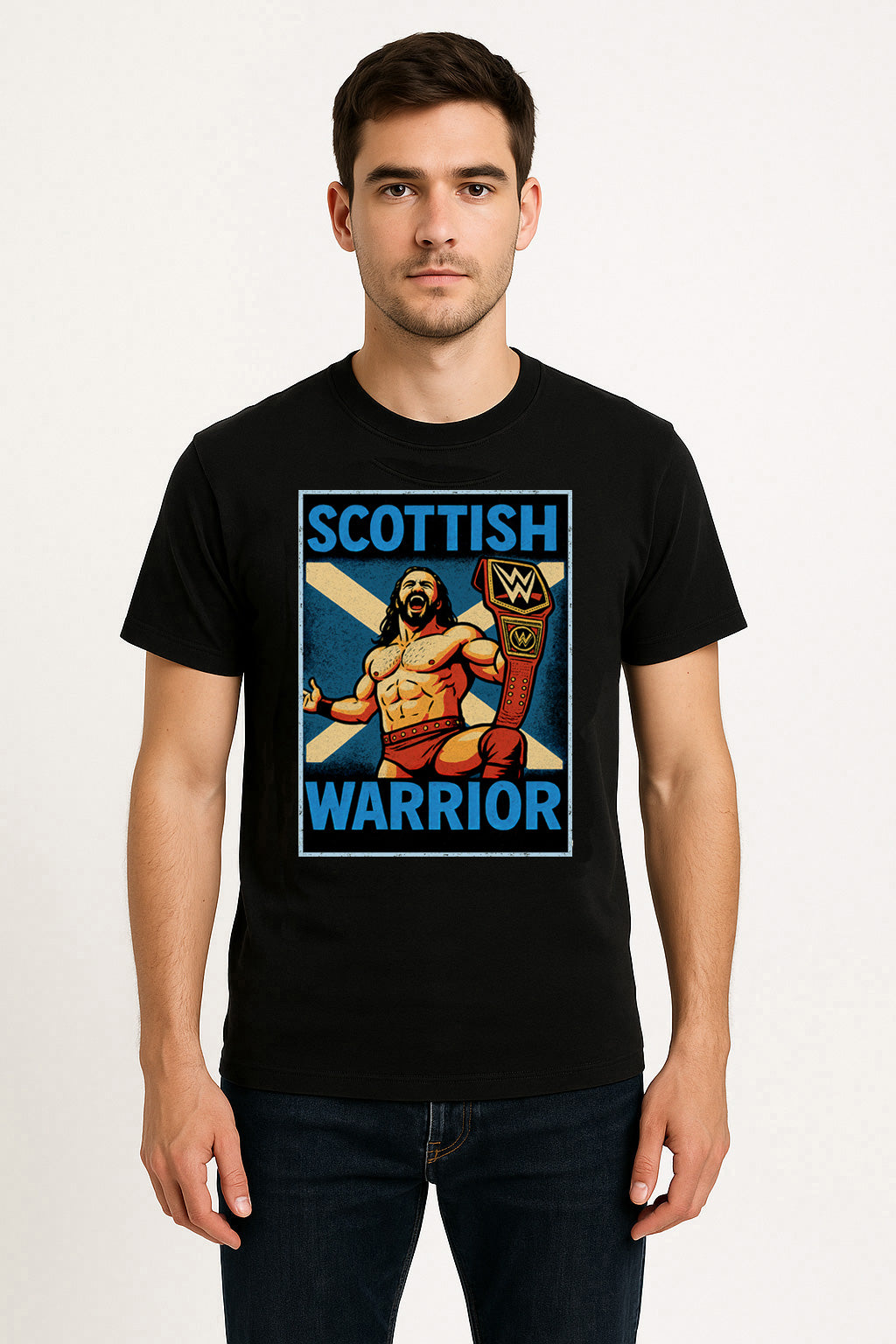 Drew McIntyre “Scottish Warrior” Retro Wrestling T-Shirt — Claymore Country Edition