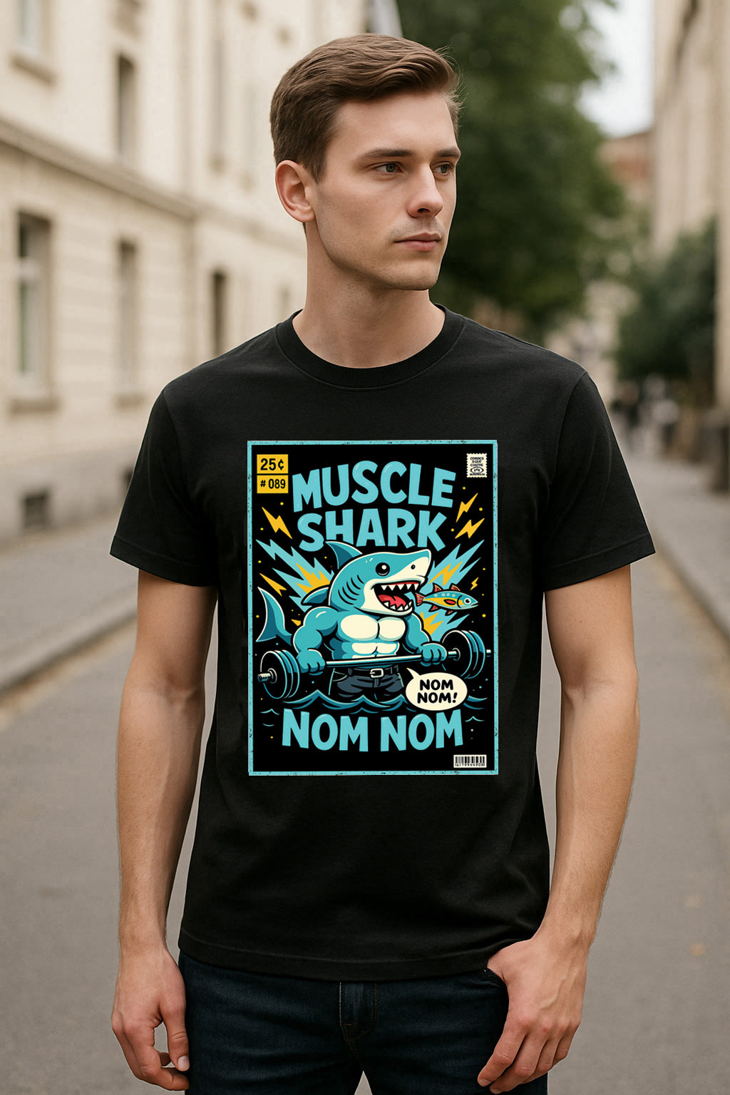 Muscle Shark Unisex Adult & Kids T-Shirt – Nom Nom
