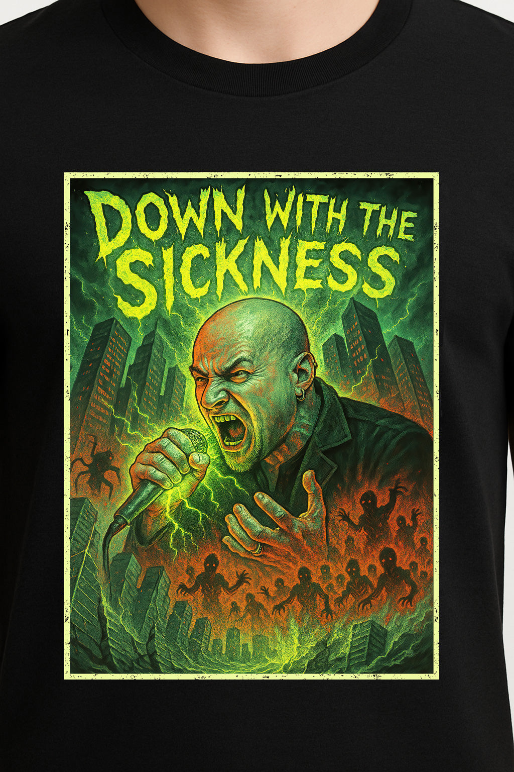 “Down With The Sickness” Unisex T-Shirt – Disturbed Inspired Heavy Metal Band Graphic Tee